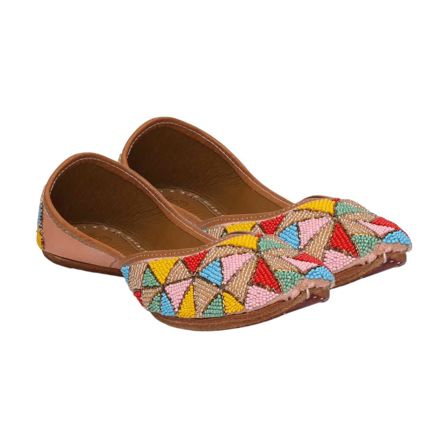 Women Vibrant Multicolor Beaded Mojaries