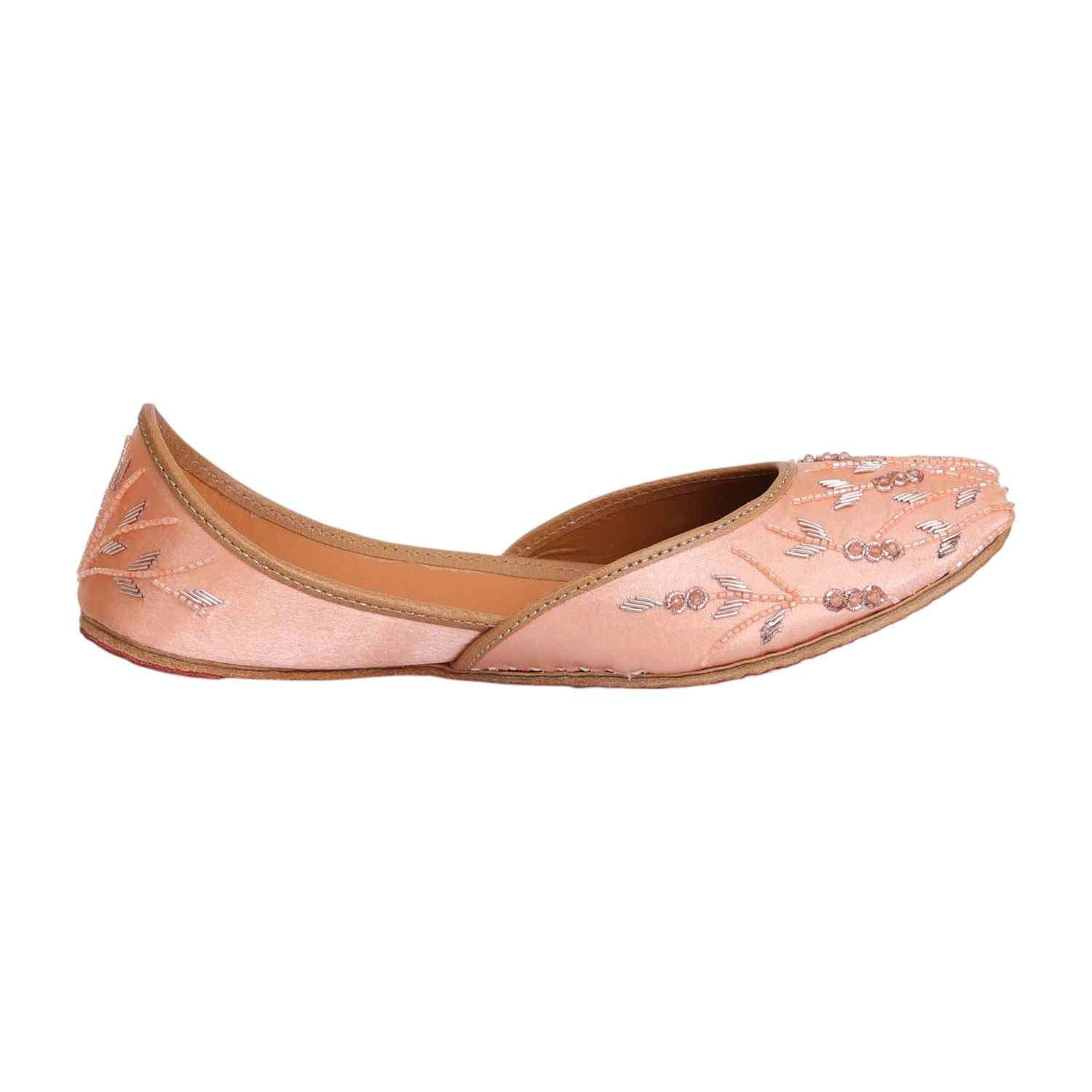 Women’s Peach Embroidered Ethnic Jutti