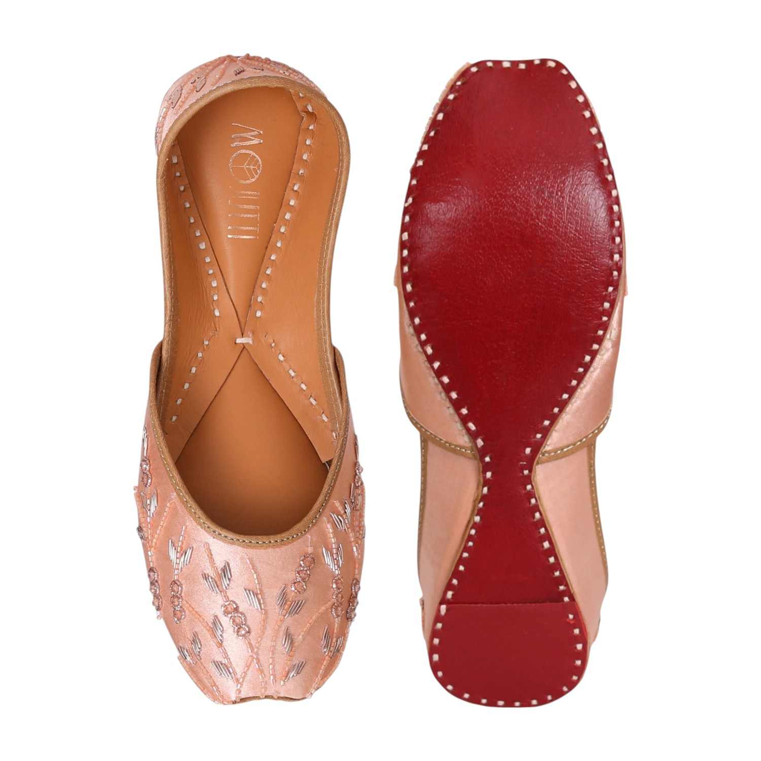 Women’s Peach Embroidered Ethnic Jutti