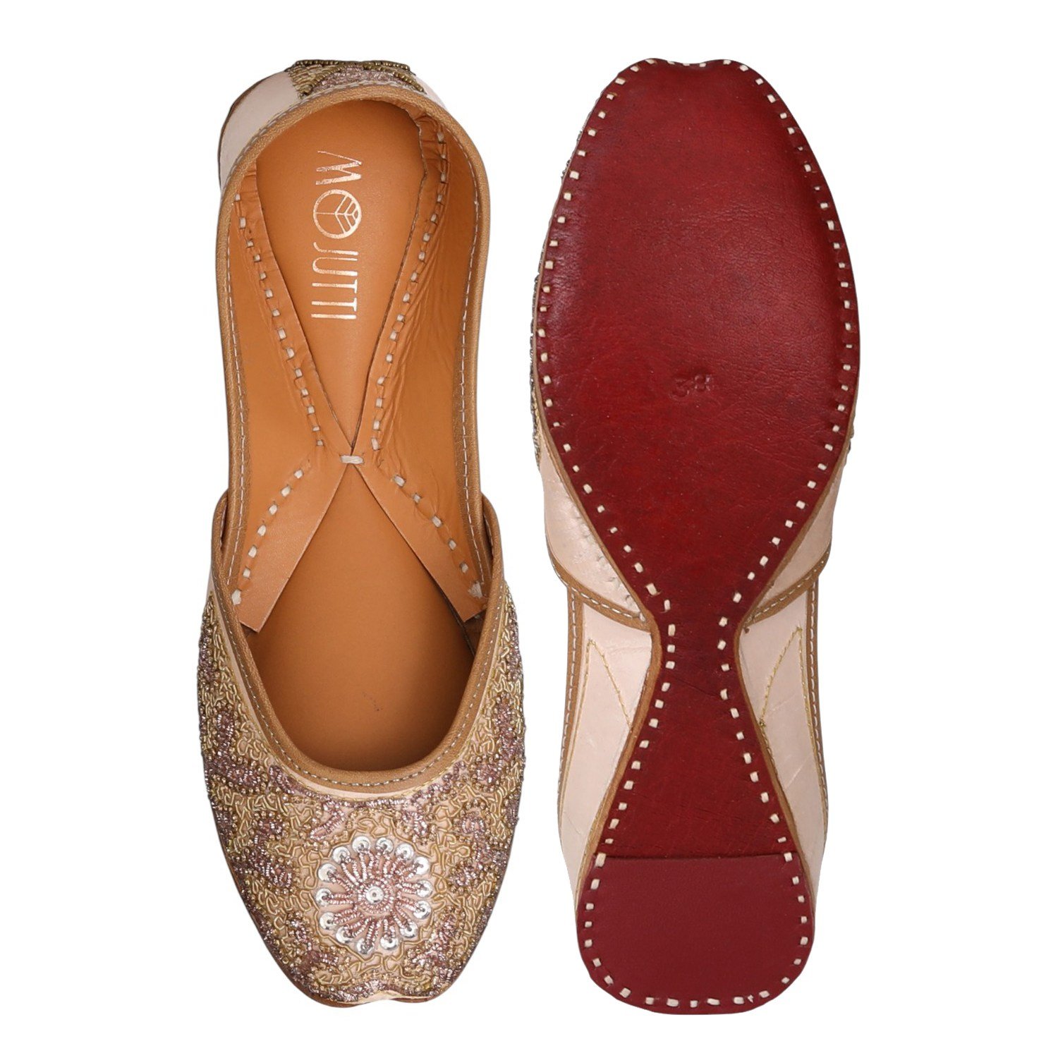 Blush Gold Floral Embroidered Jutti