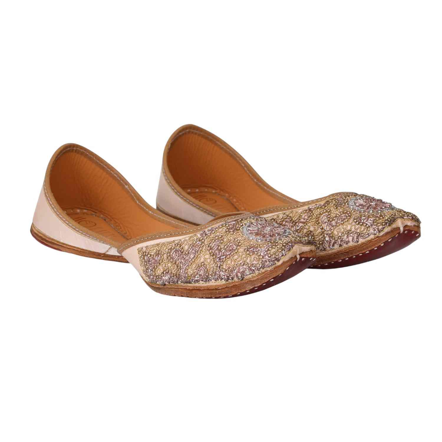Blush Gold Floral Embroidered Jutti