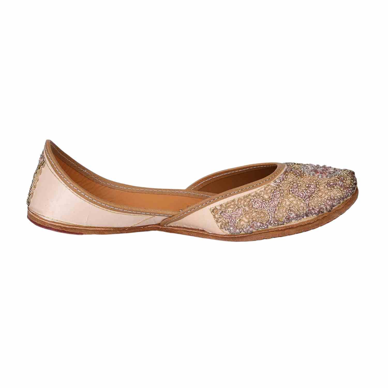 Blush Gold Floral Embroidered Jutti