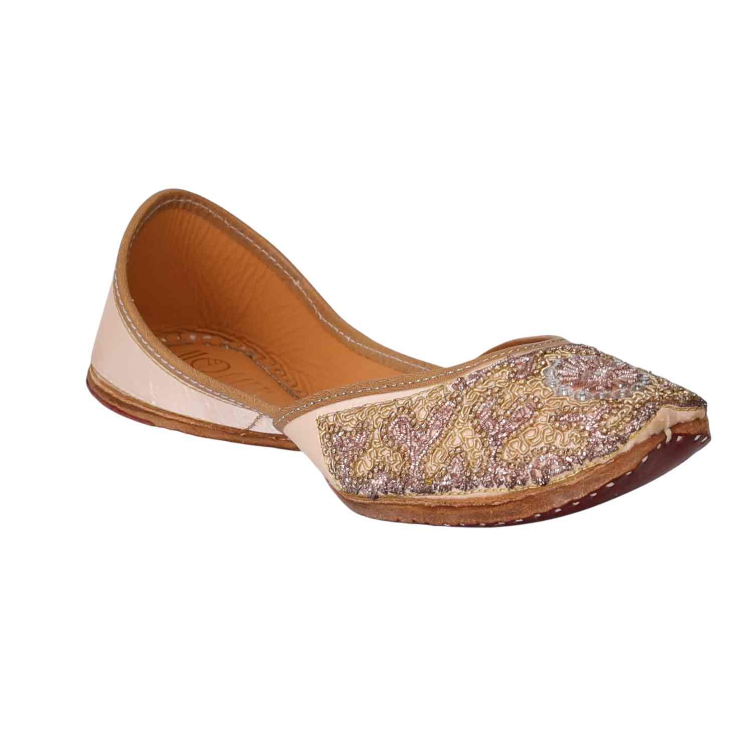 Blush Gold Floral Embroidered Jutti