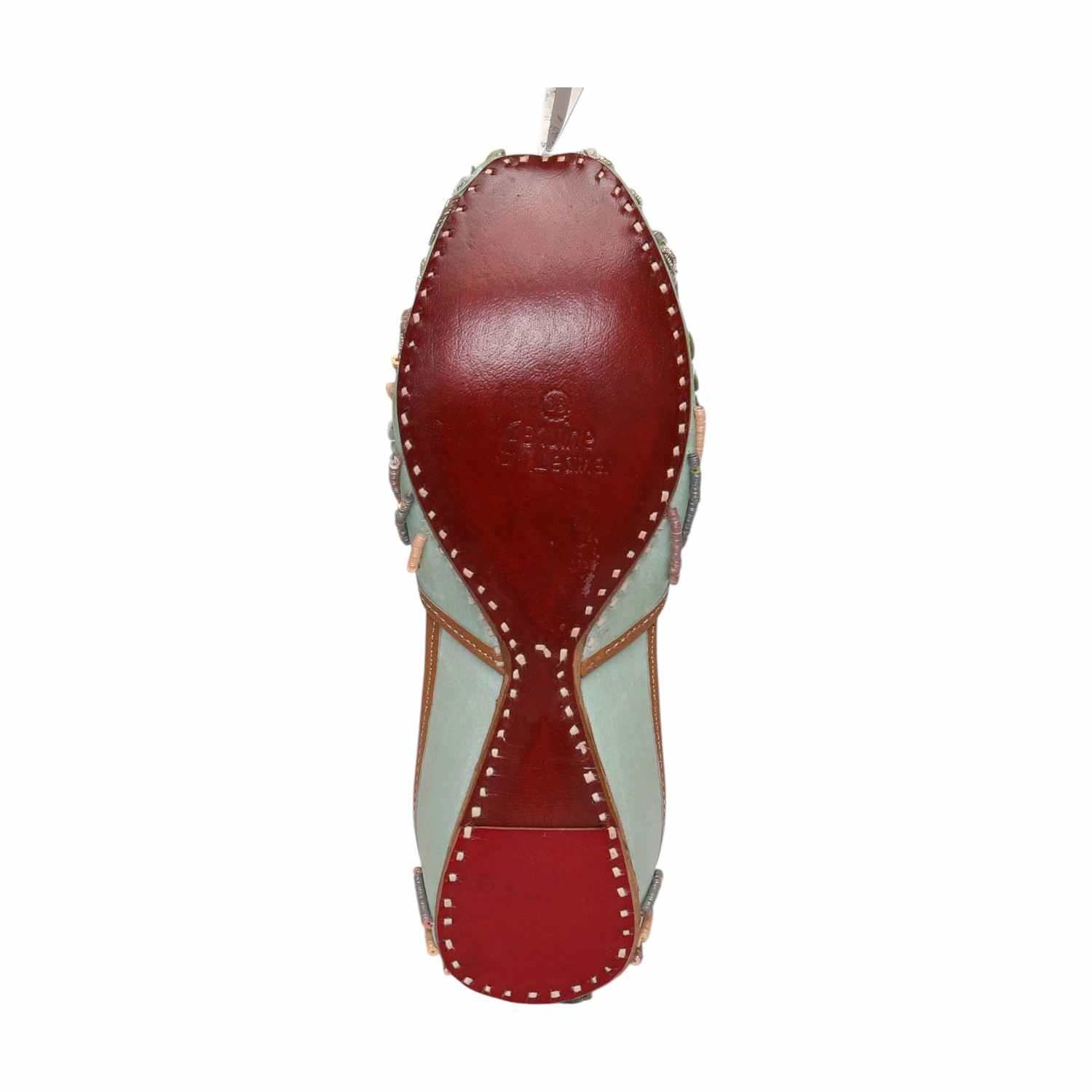 Women Sea Green Embroidered Mojaries