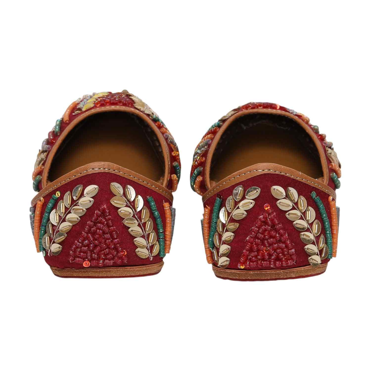 Women Maroon Fairy Tale  Zari Embroidered  Jutti