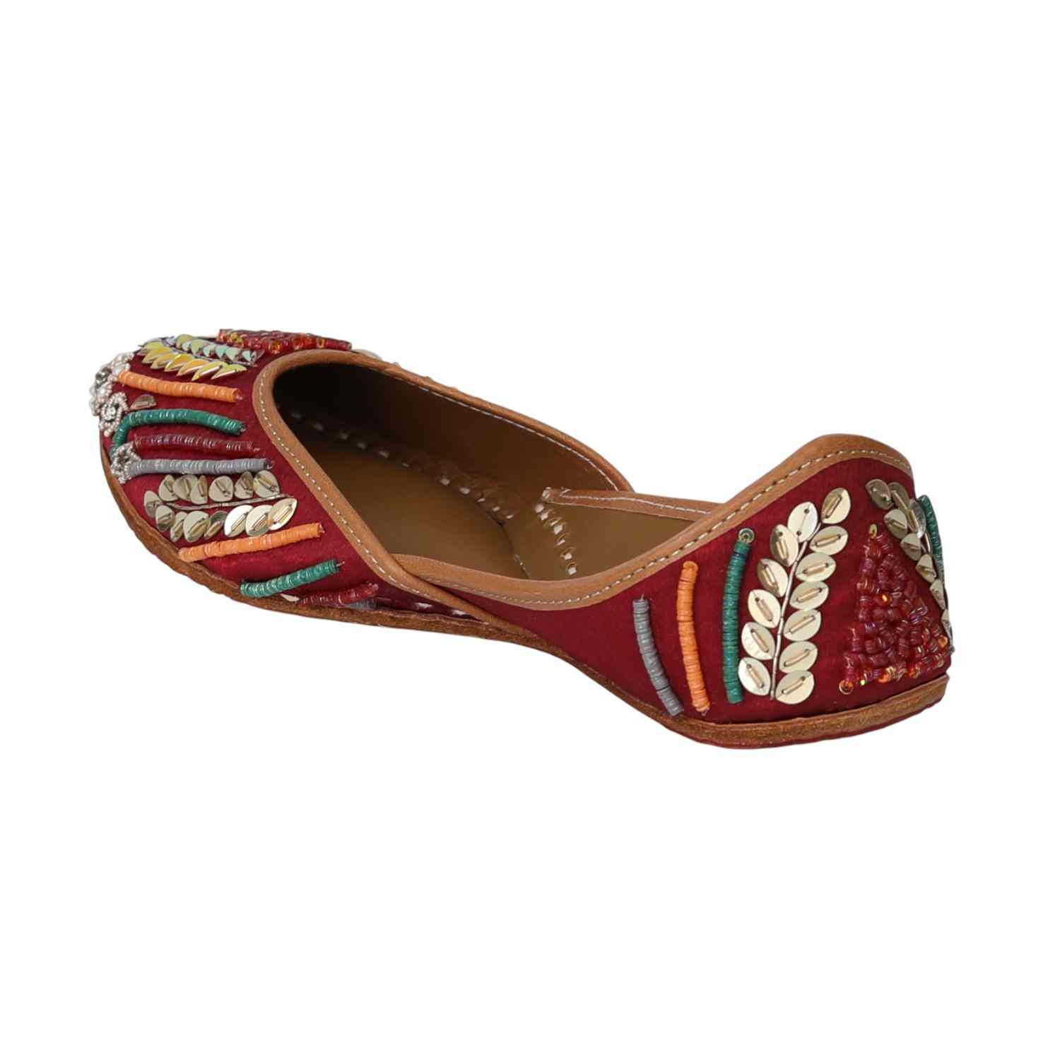 Women Maroon Fairy Tale  Zari Embroidered  Jutti