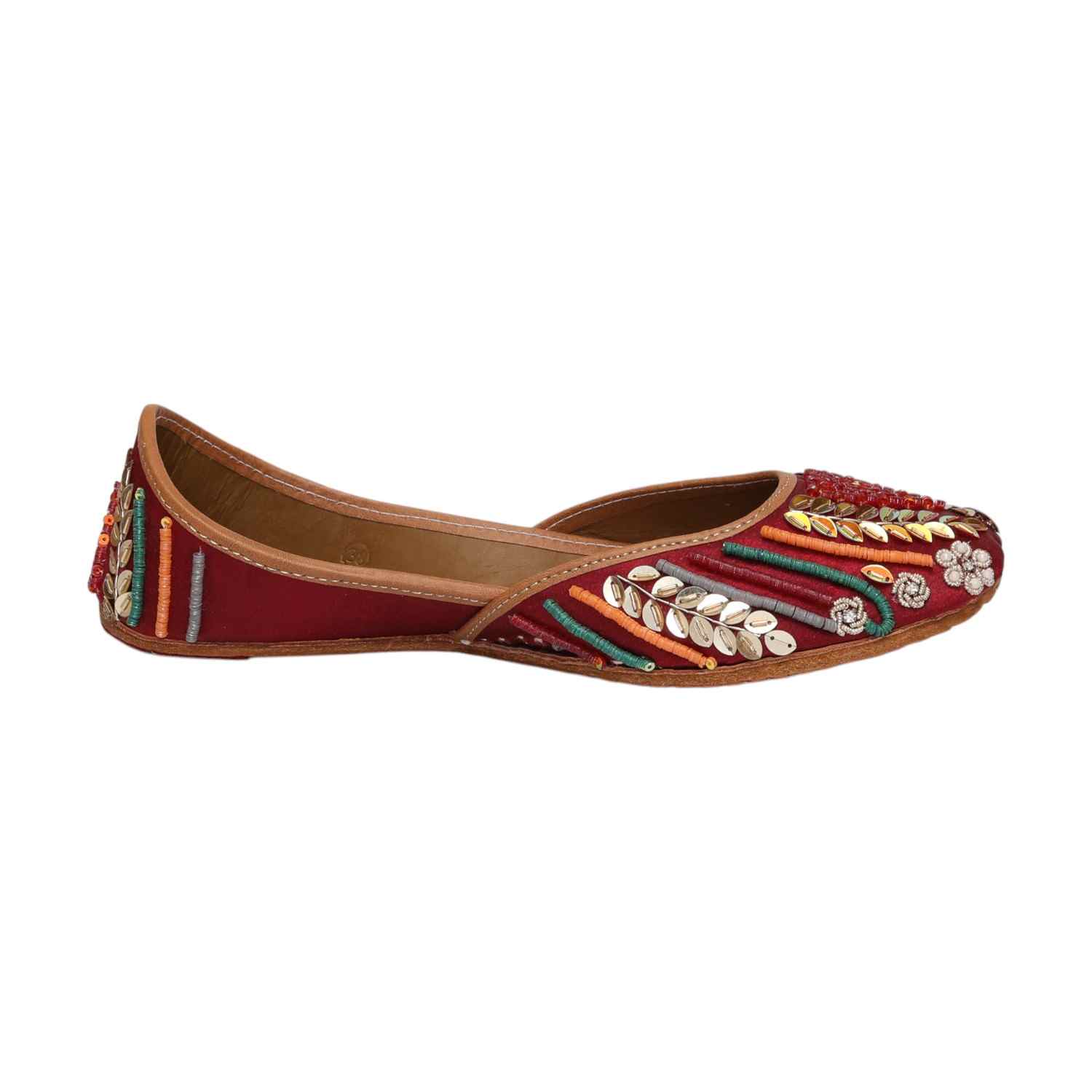 Women Maroon Fairy Tale  Zari Embroidered  Jutti