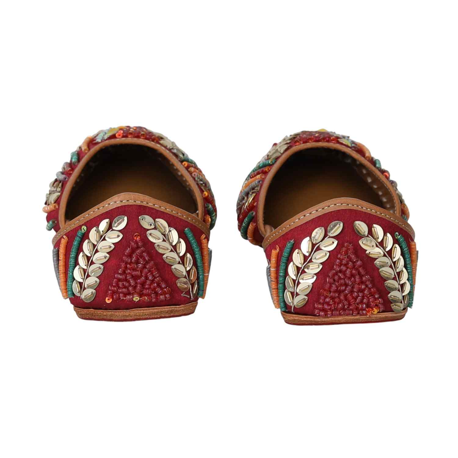 Women Maroon Fairy Tale  Zari Embroidered  Jutti