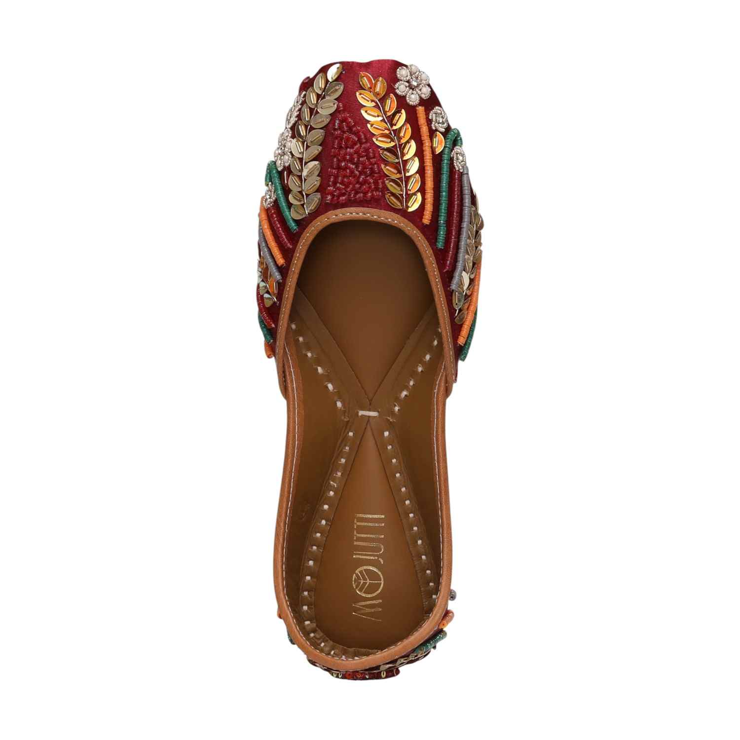 Women Maroon Fairy Tale  Zari Embroidered  Jutti