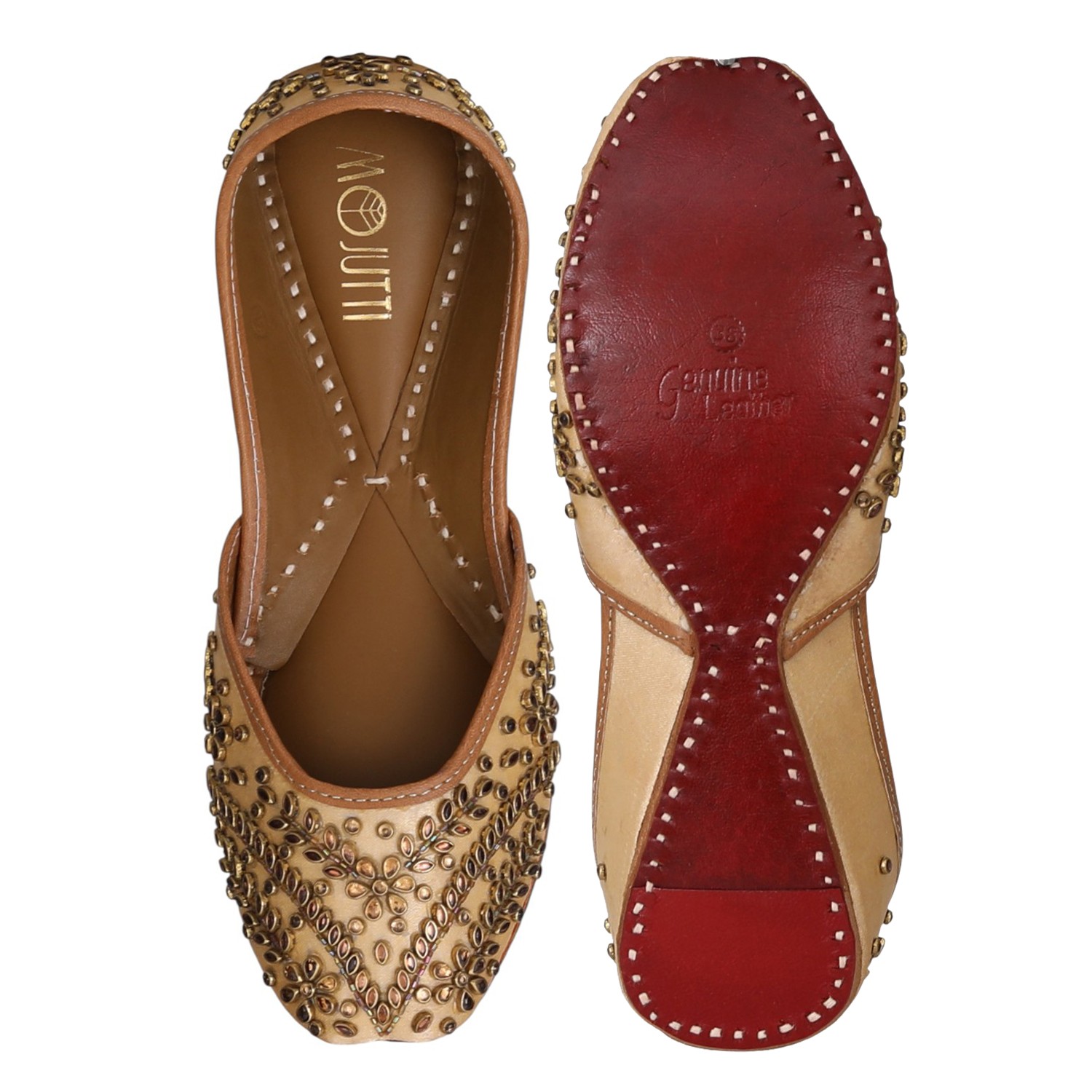 Women Gold Embellished Shoes Mojaries
