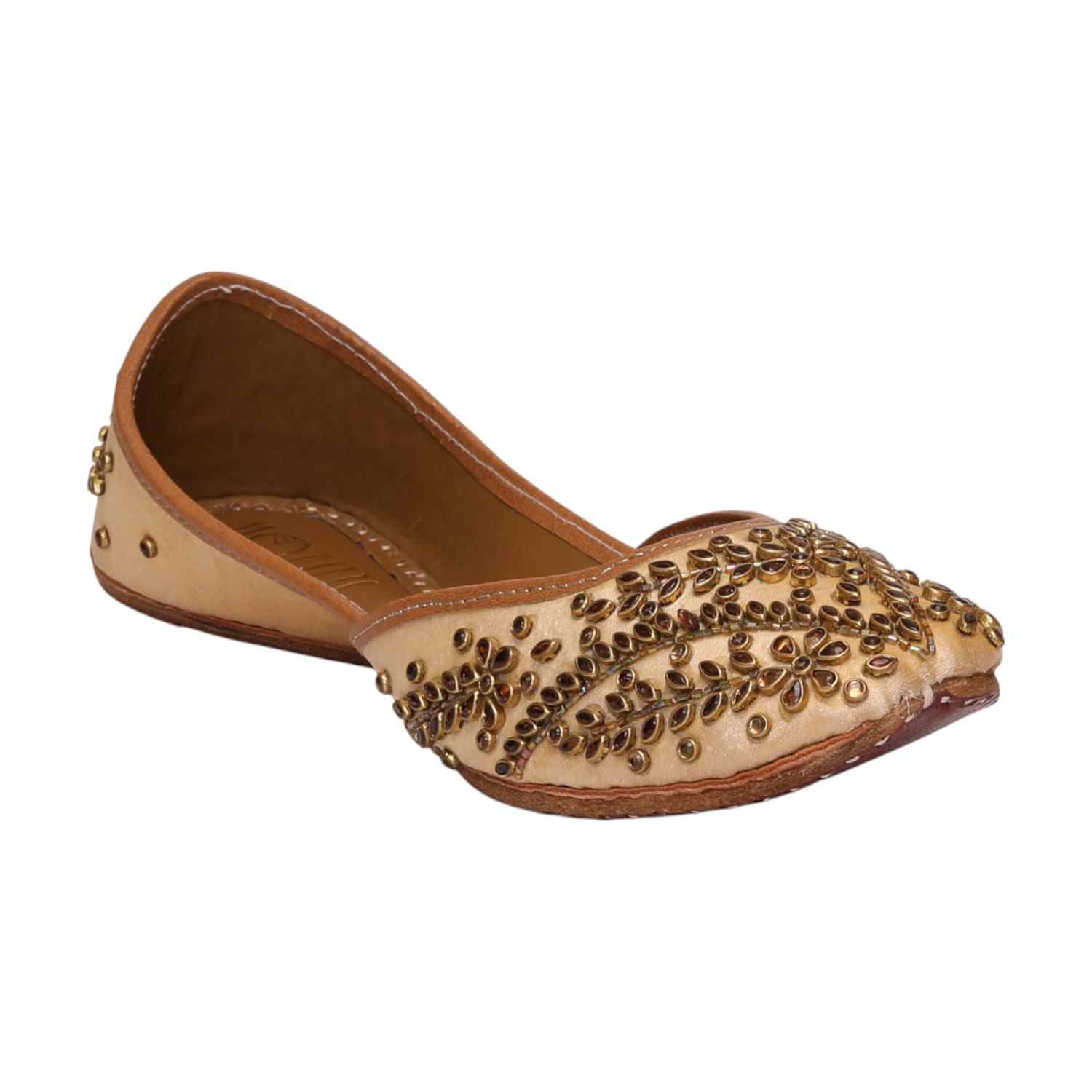 Women Gold Embellished Shoes Mojaries