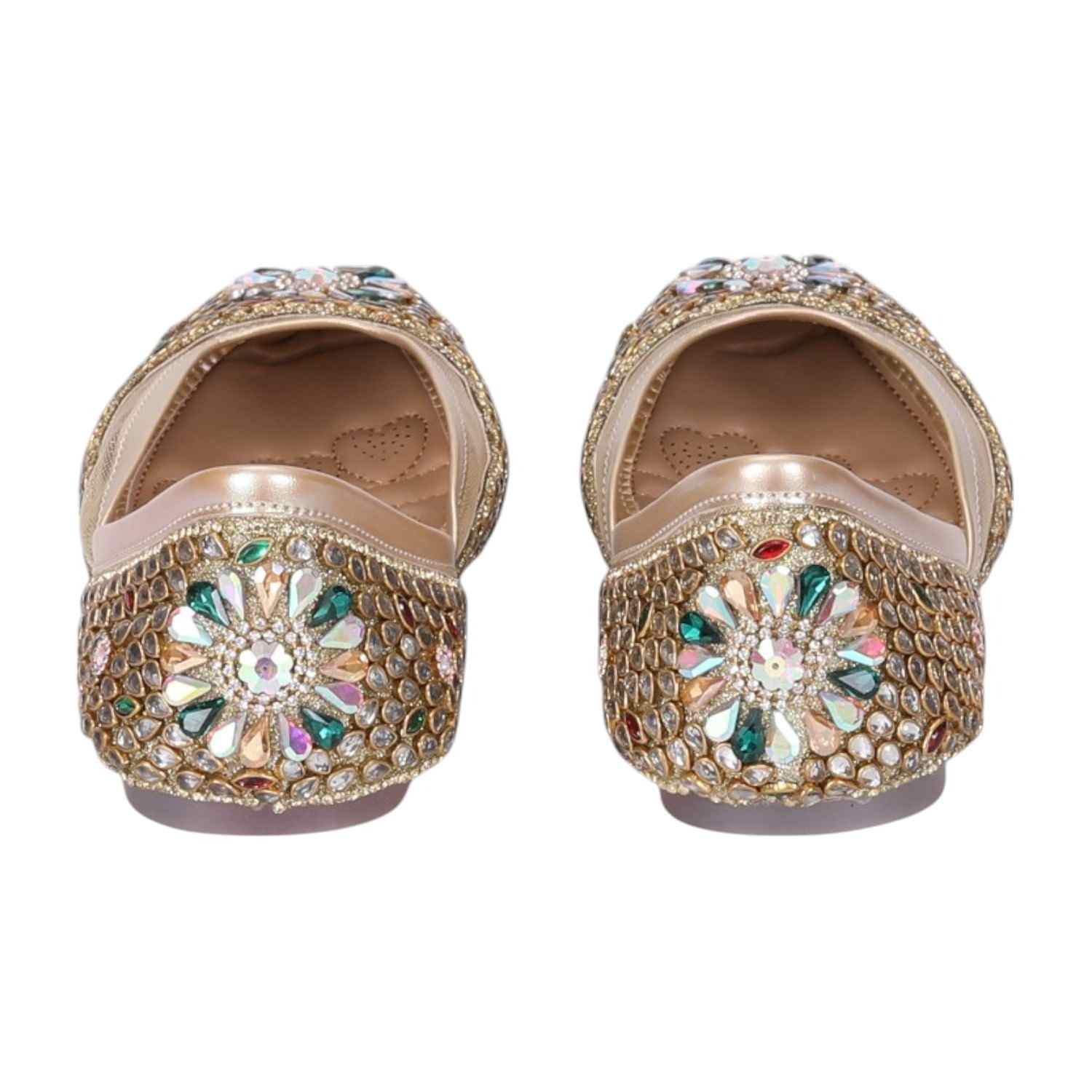 Women Stone Embellished Gold  Mojaries