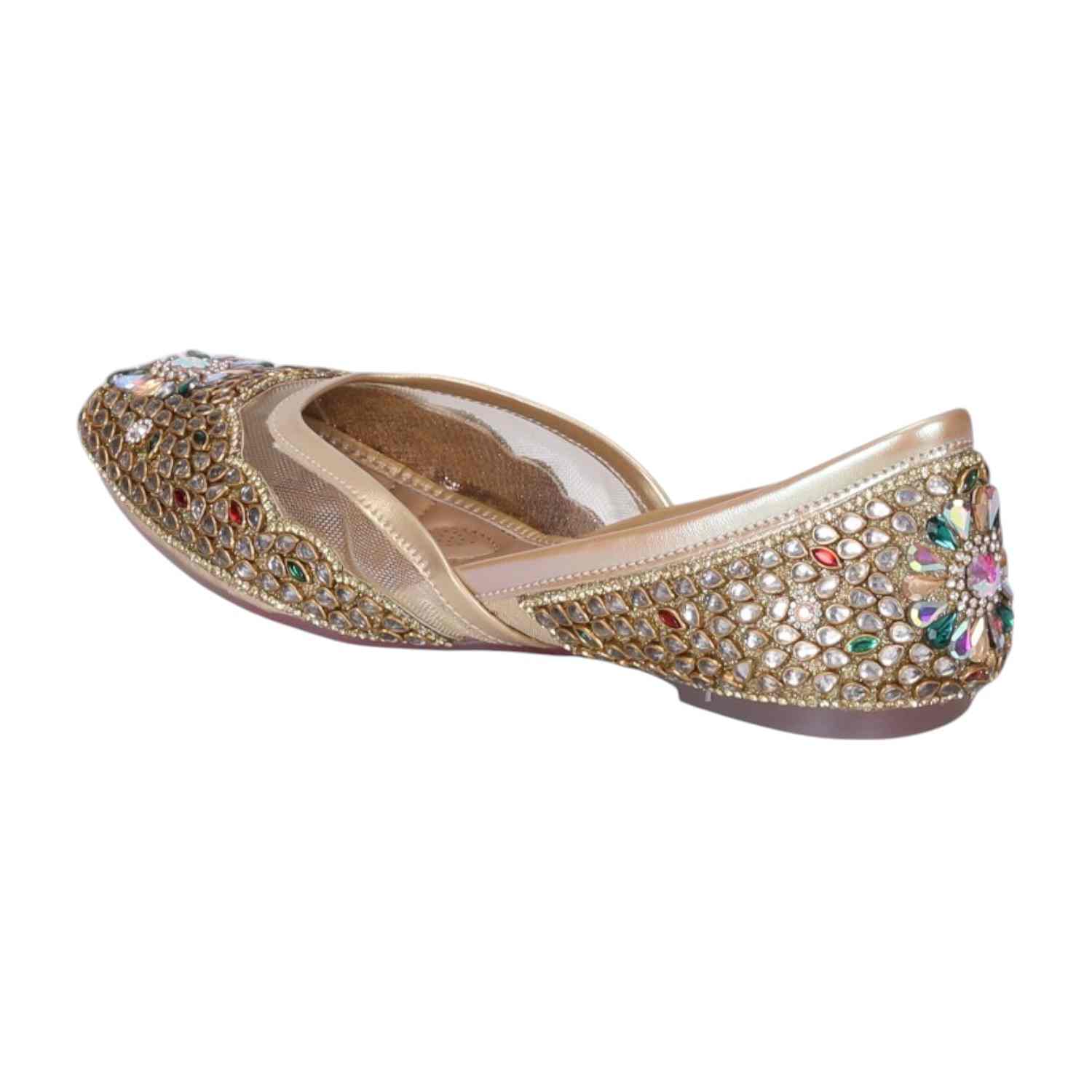 Women Stone Embellished Gold  Mojaries