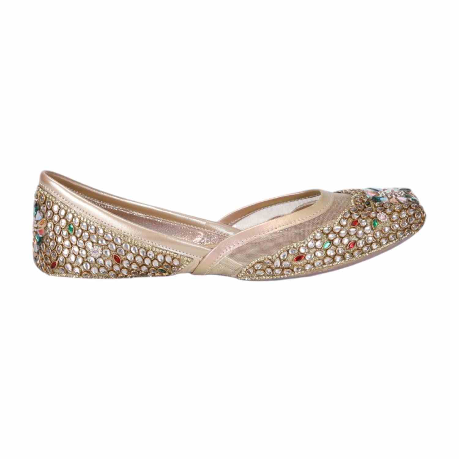 Women Stone Embellished Gold  Mojaries