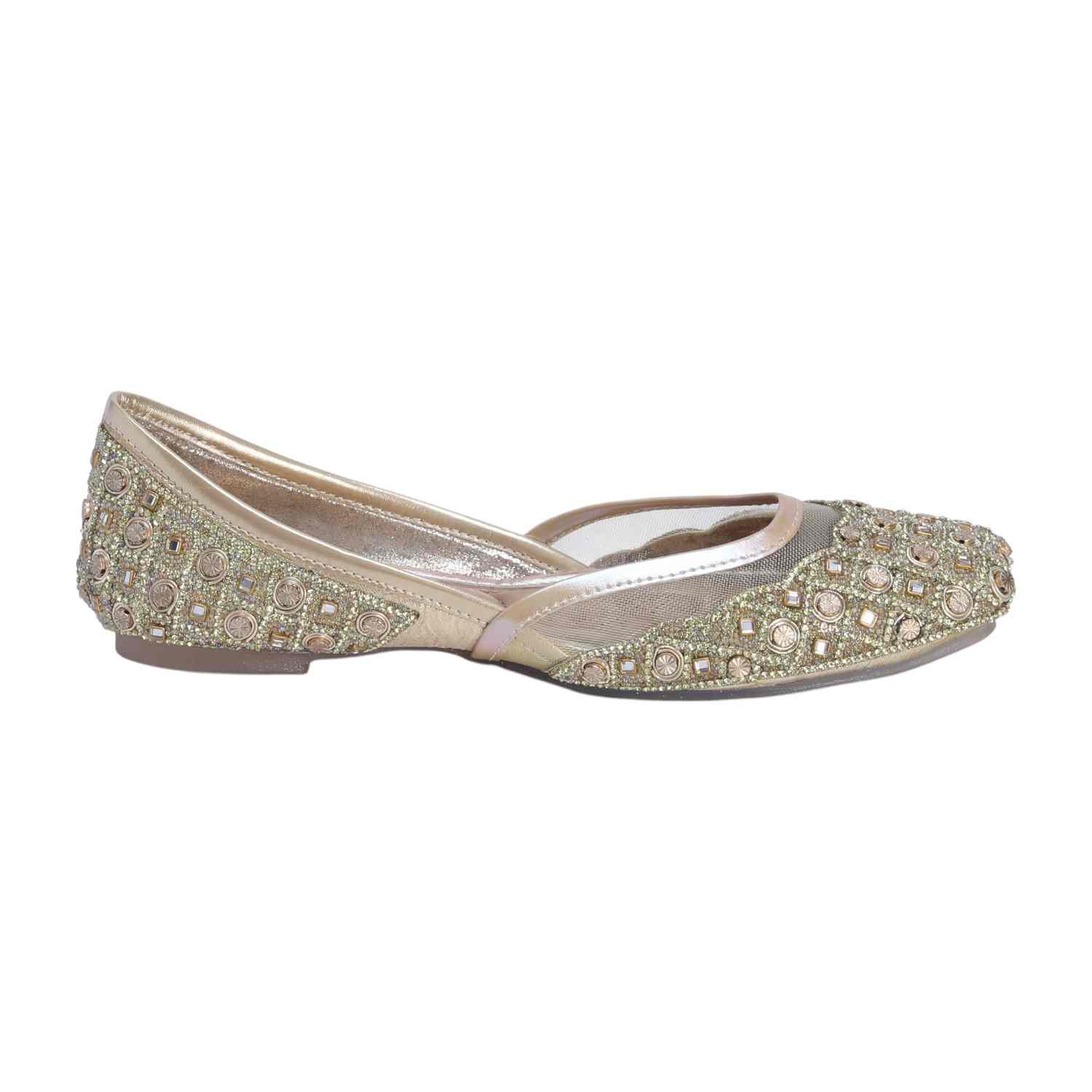 Gold Mojaris with Stone Embellishments
