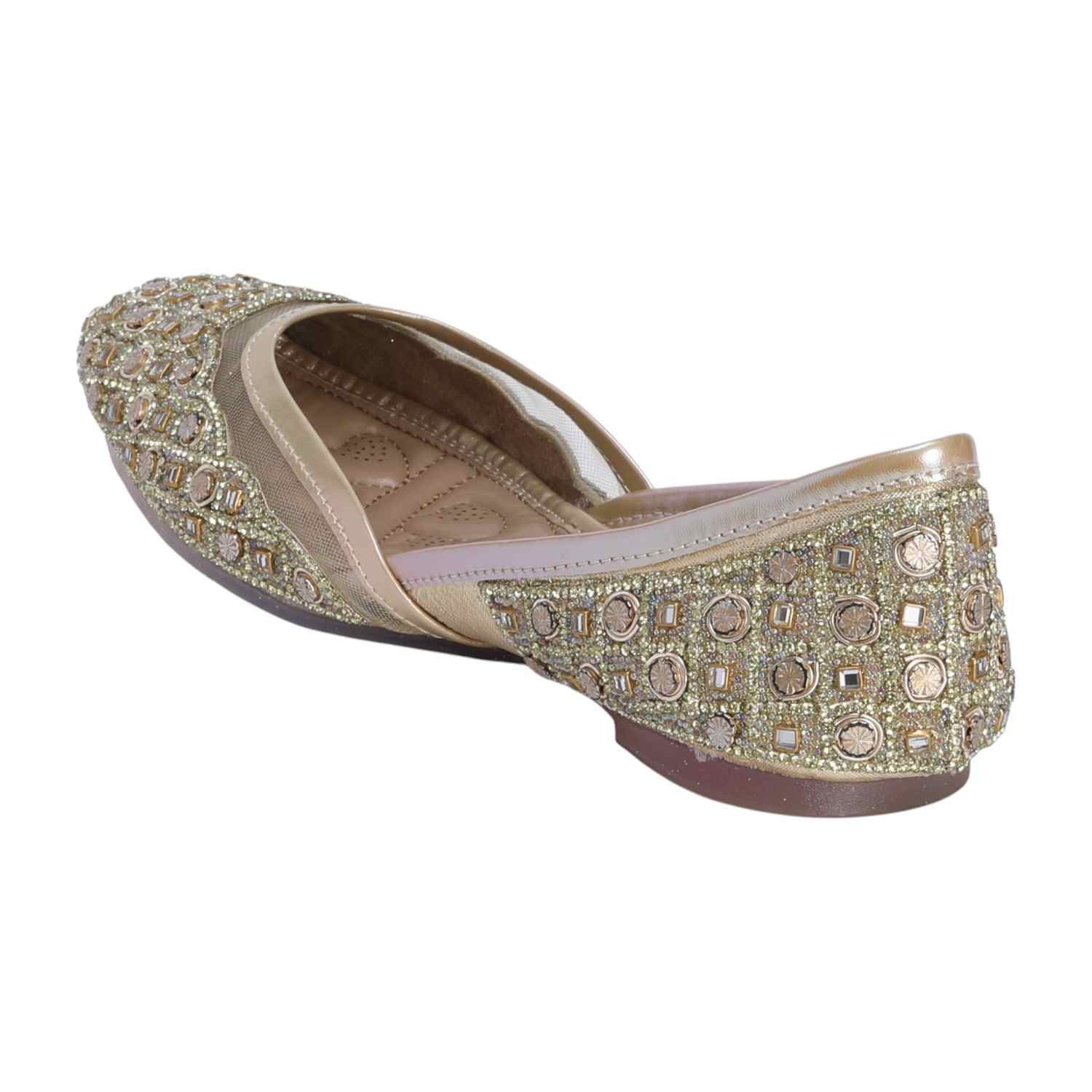 Gold Mojaris with Stone Embellishments