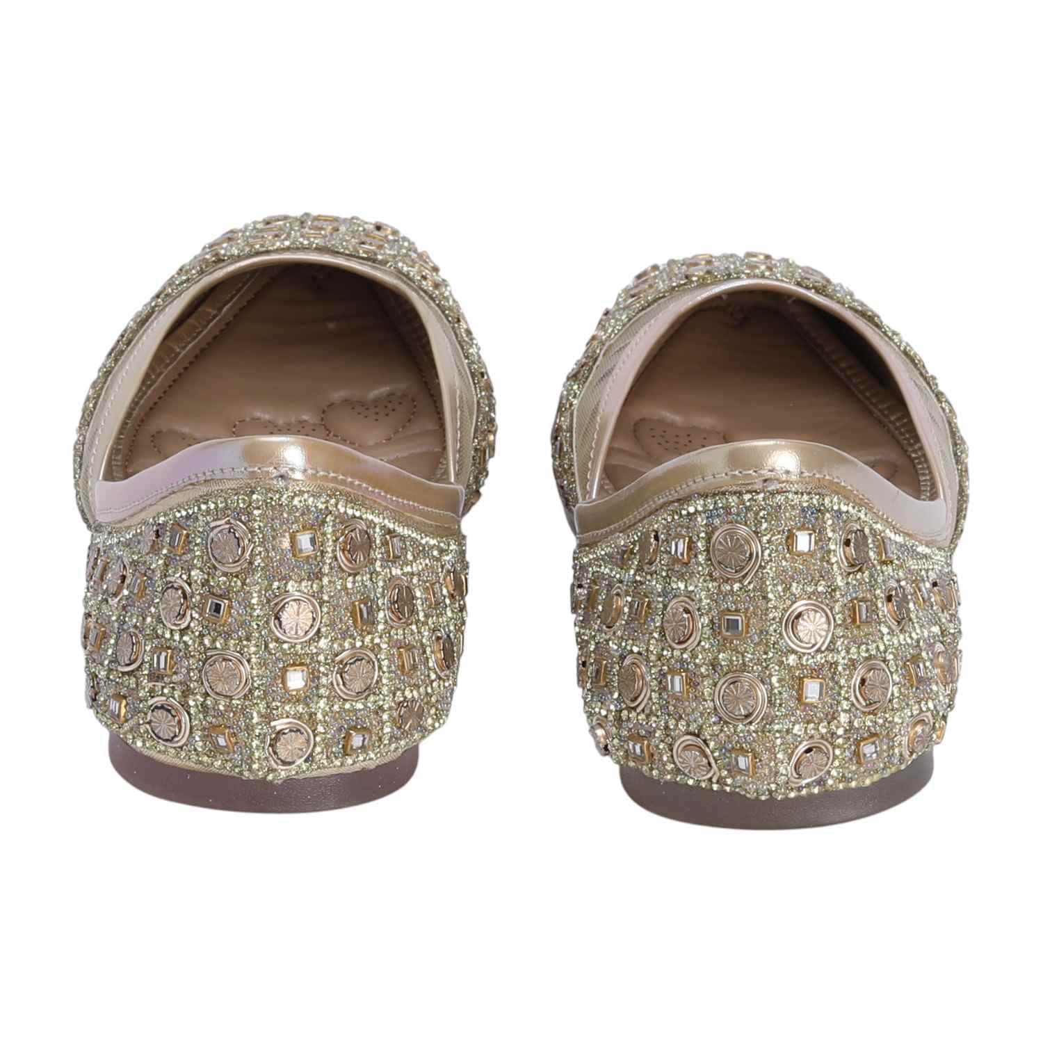 Gold Mojaris with Stone Embellishments