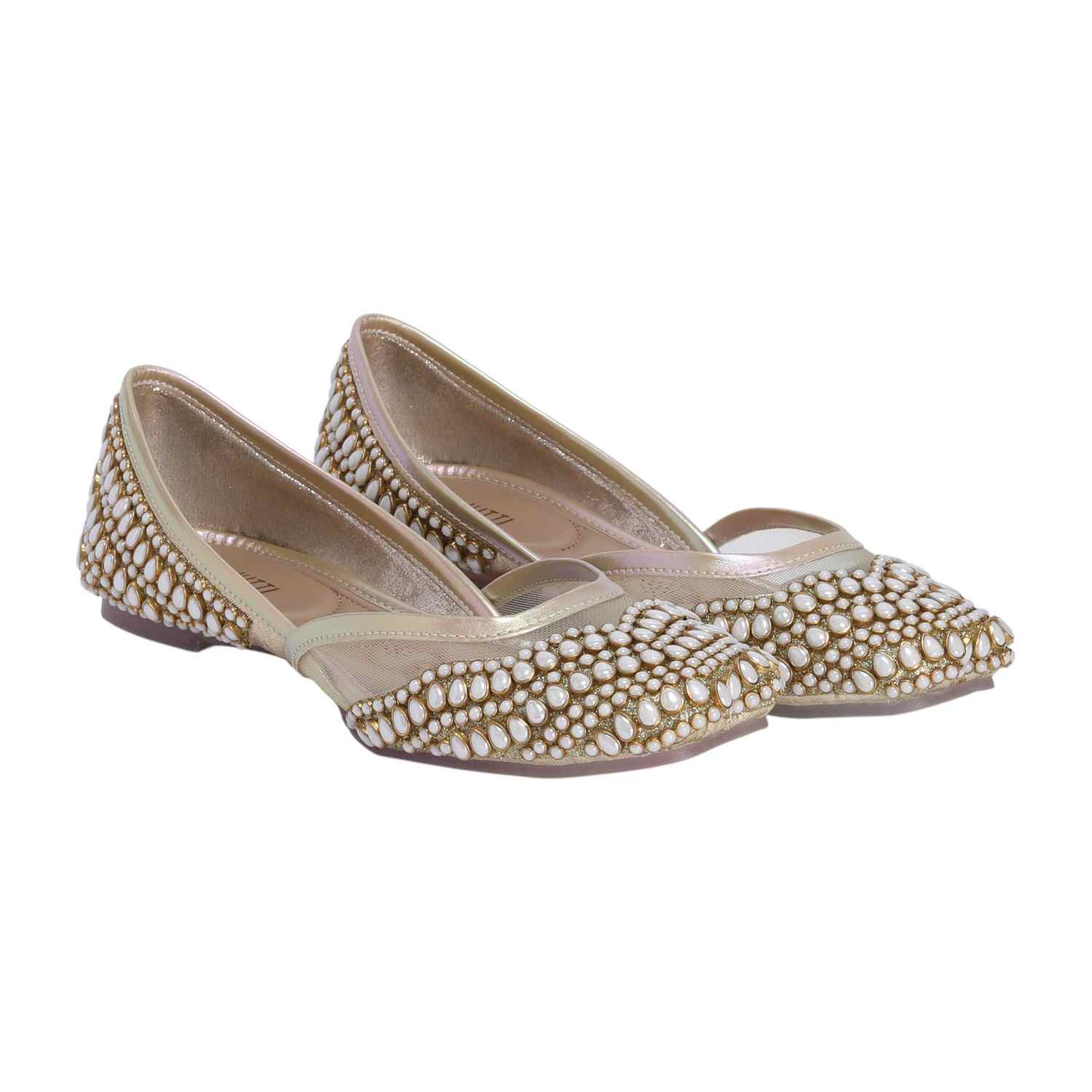 Gold Coloured Mojaris with Pearl Embellishments