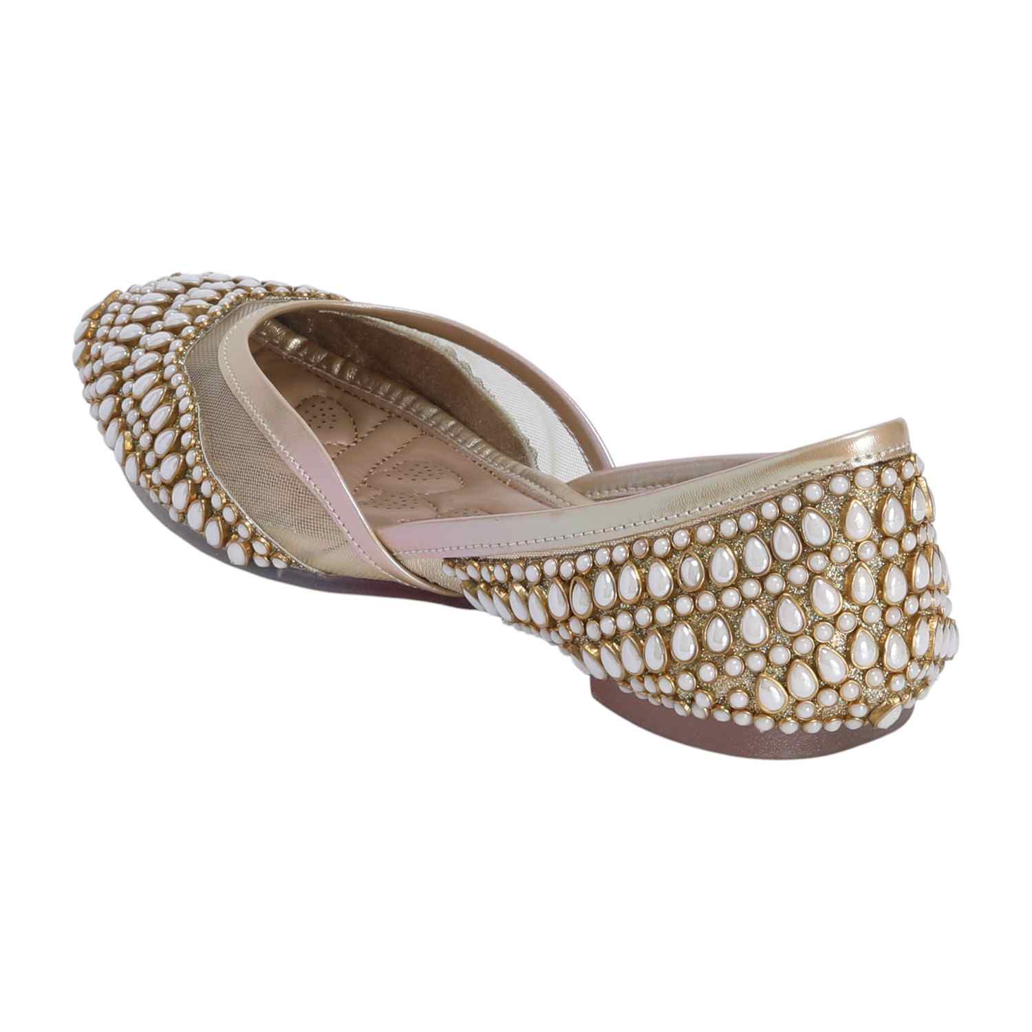 Gold Coloured Mojaris with Pearl Embellishments