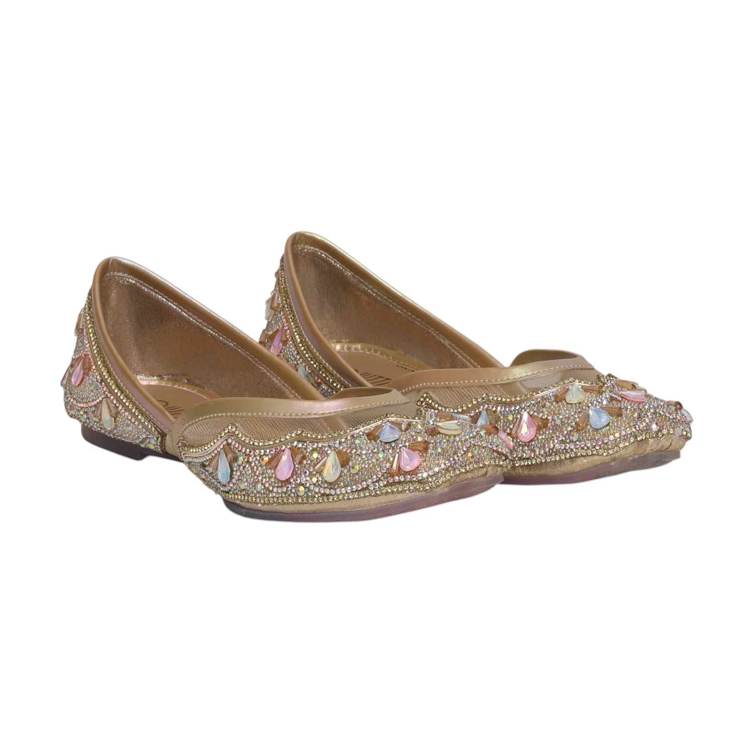 Women Gold Embellished Shoes Mojaries