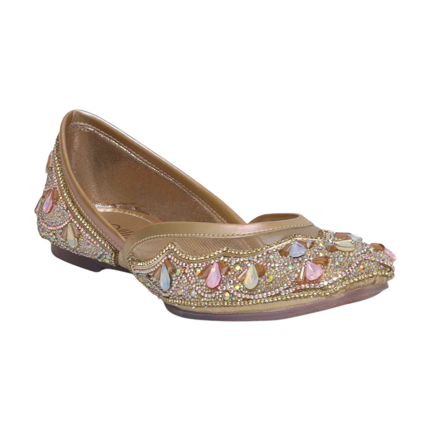 Women Gold Embellished Shoes Mojaries
