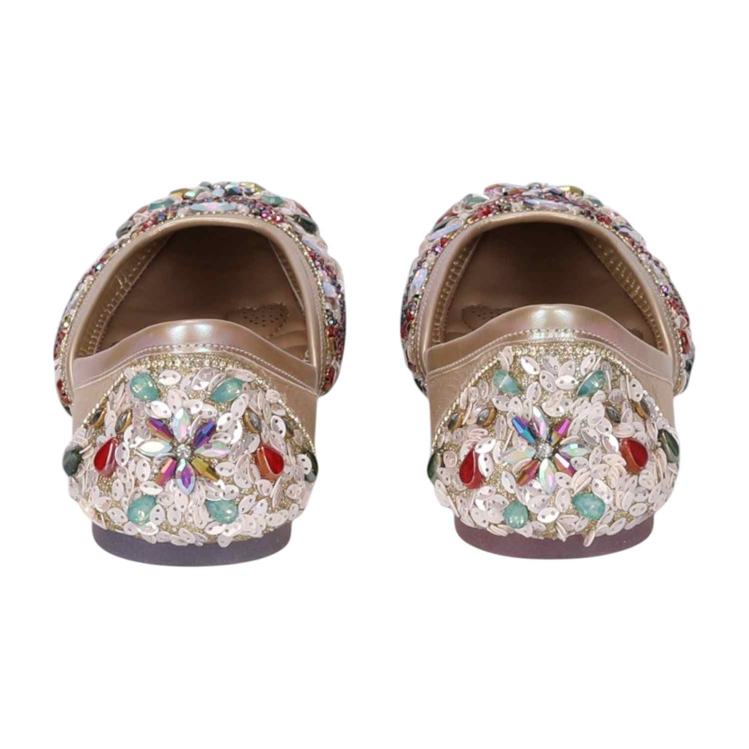 Women Stone Embellished Gold  Mojaries