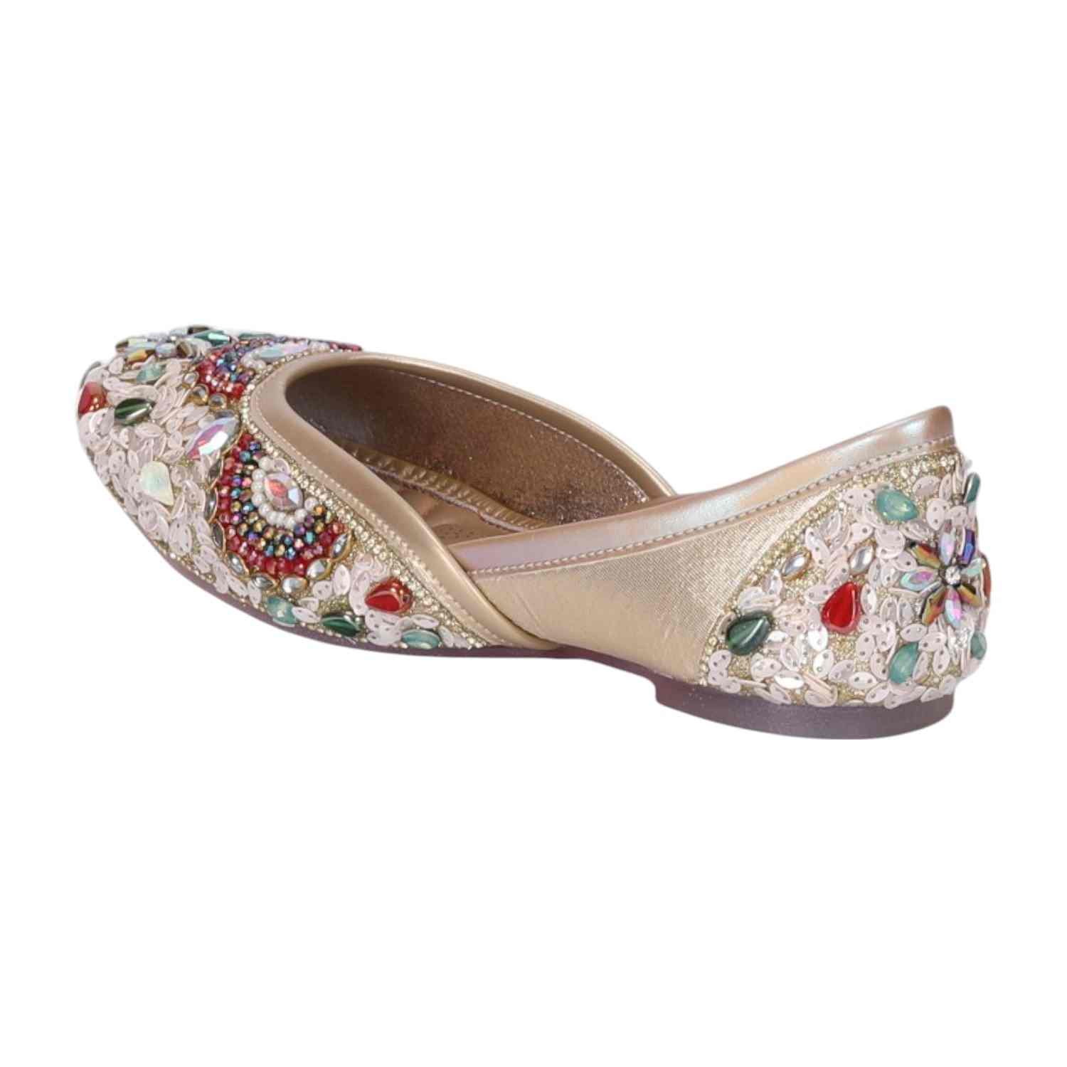 Women Stone Embellished Gold  Mojaries