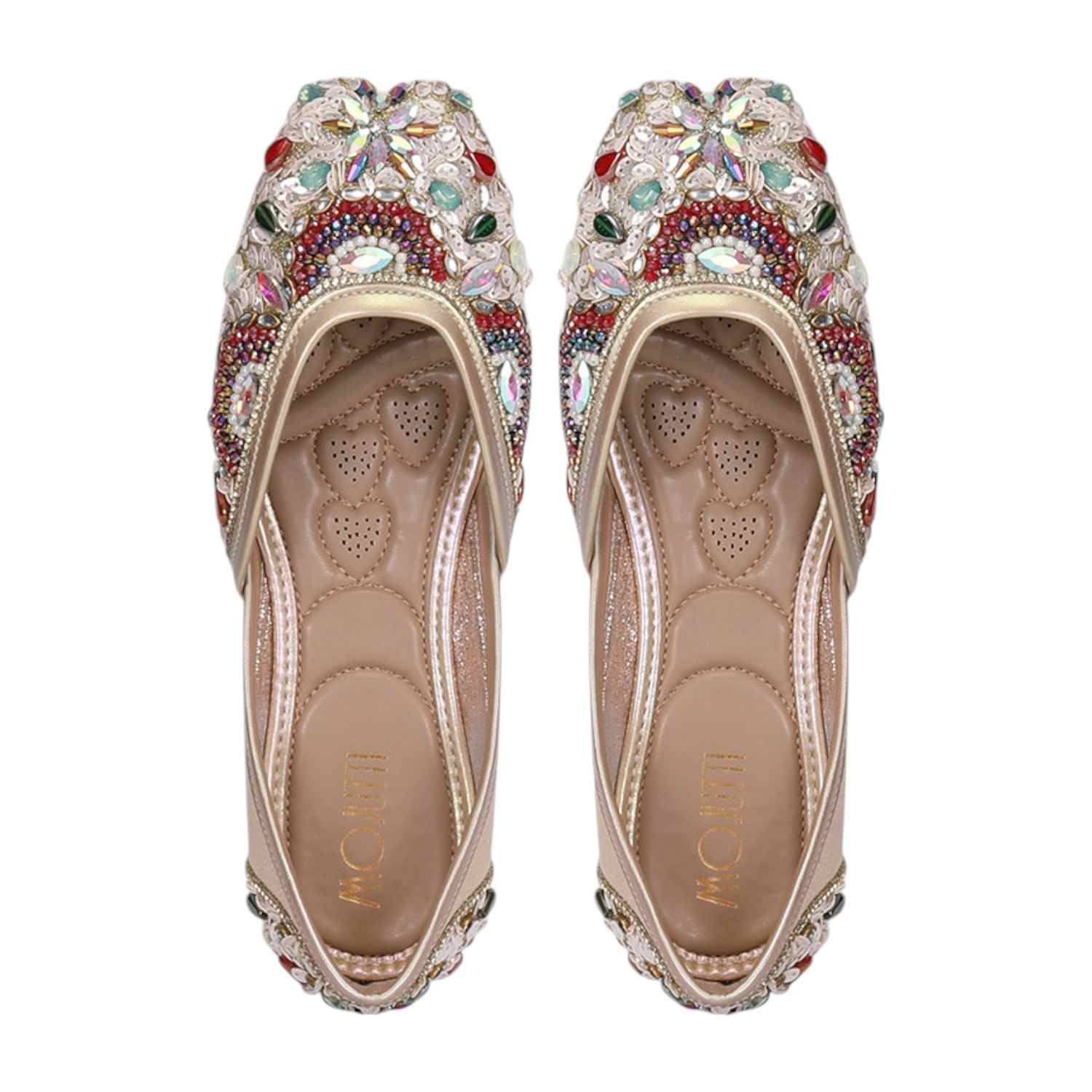 Women Stone Embellished Gold  Mojaries
