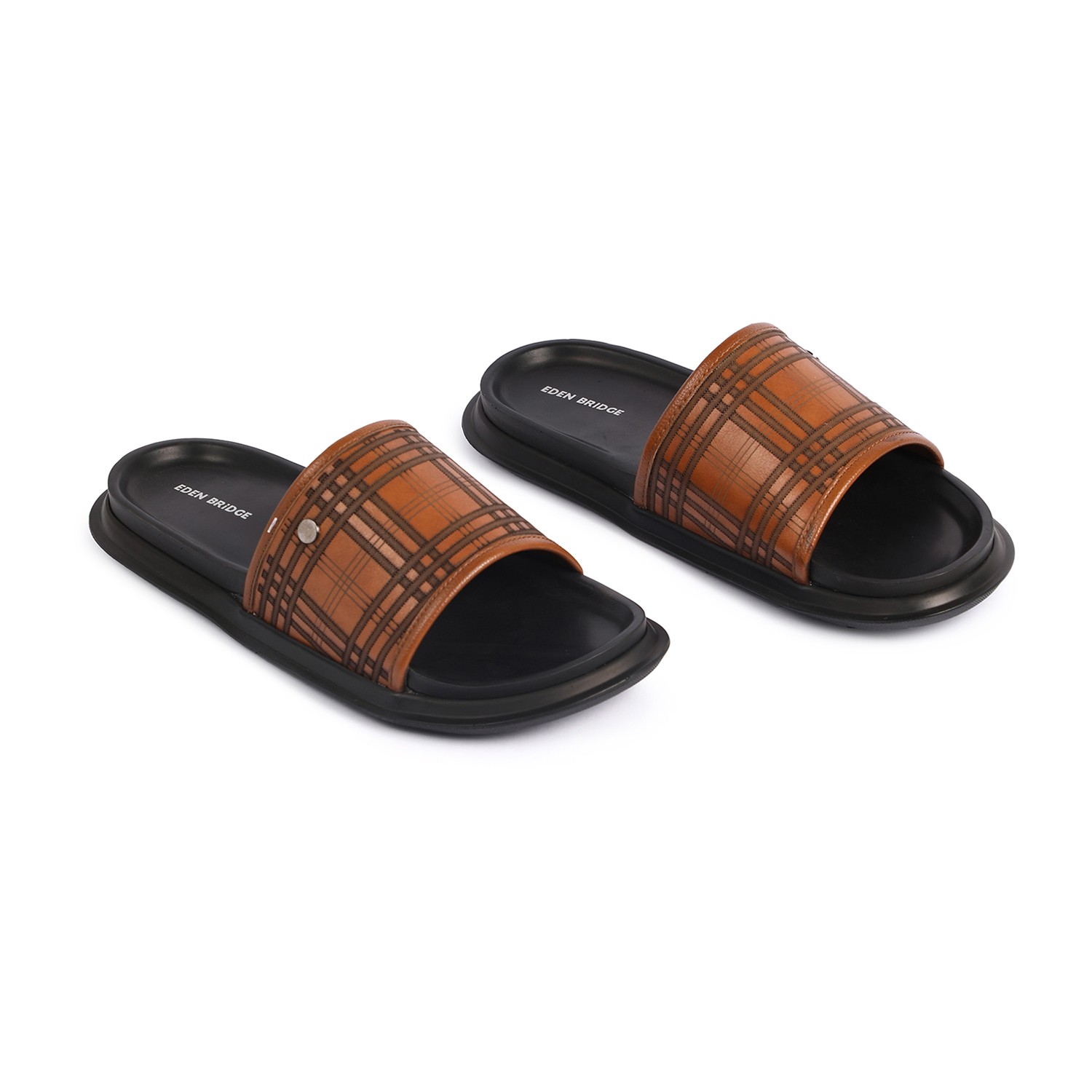 Men Tan Slidders