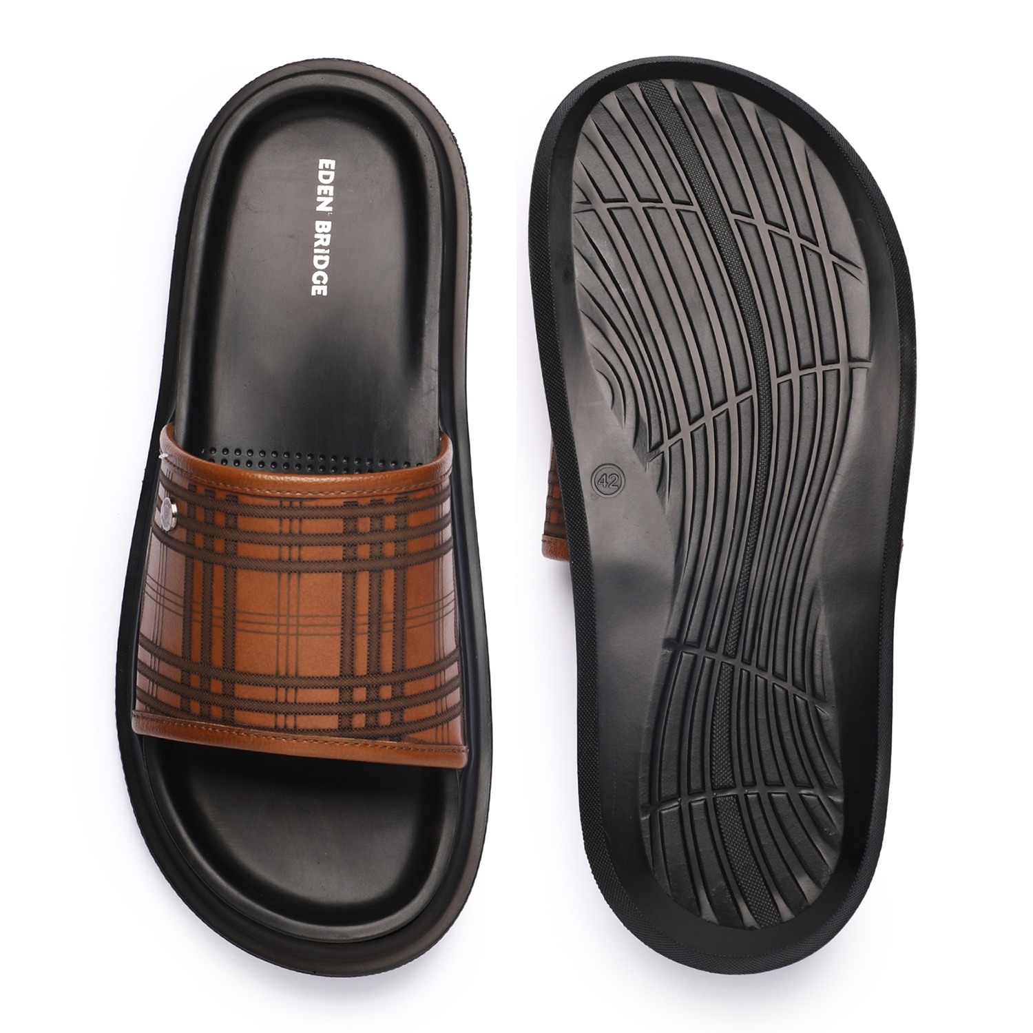 Men Tan Slidders