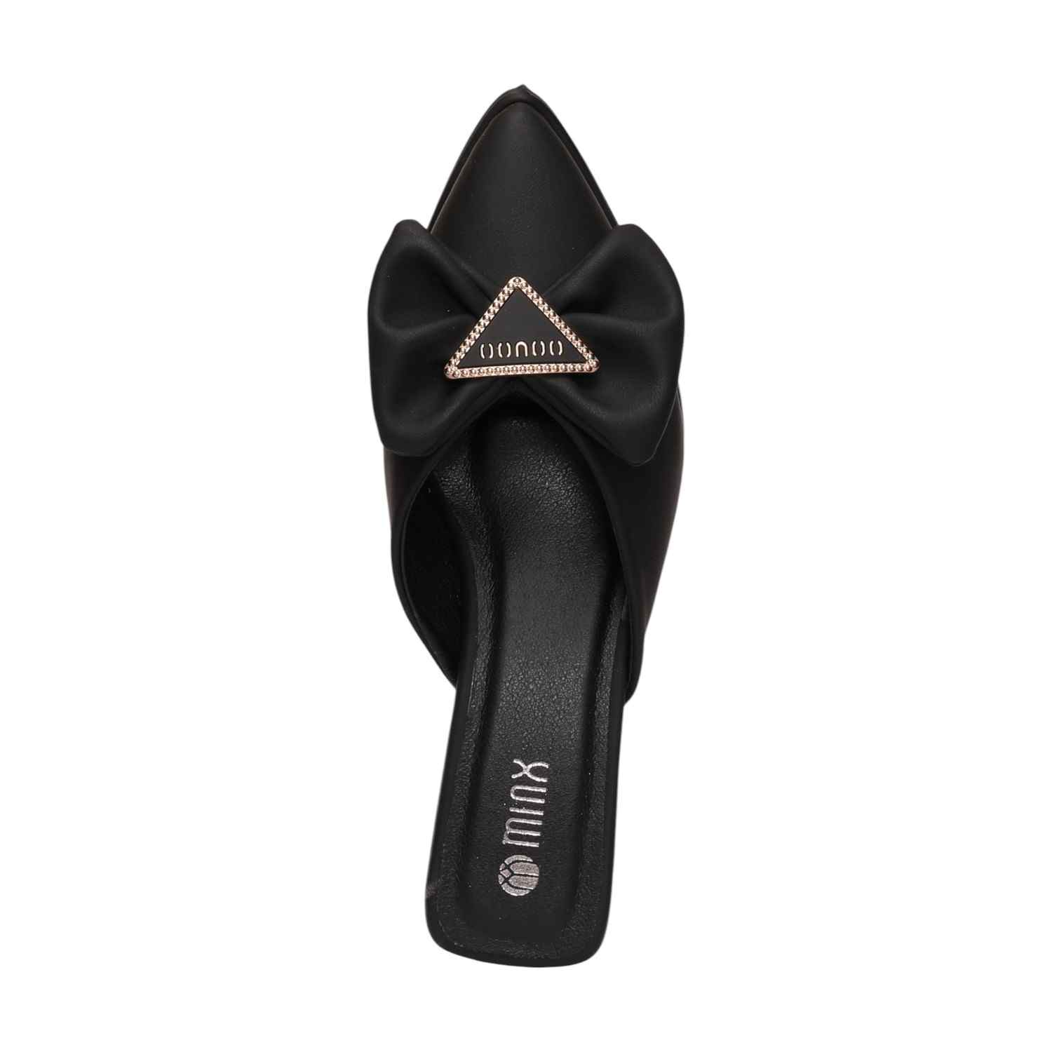 Women Elegant Bow Heel Mules Black