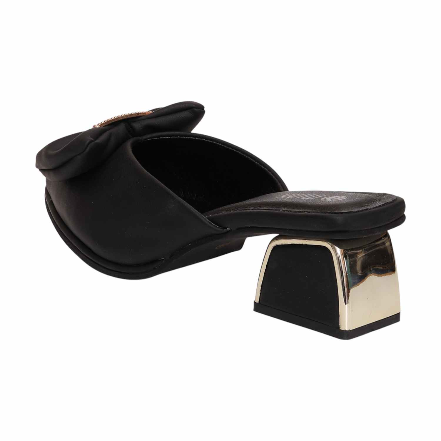 Women Elegant Bow Heel Mules Black