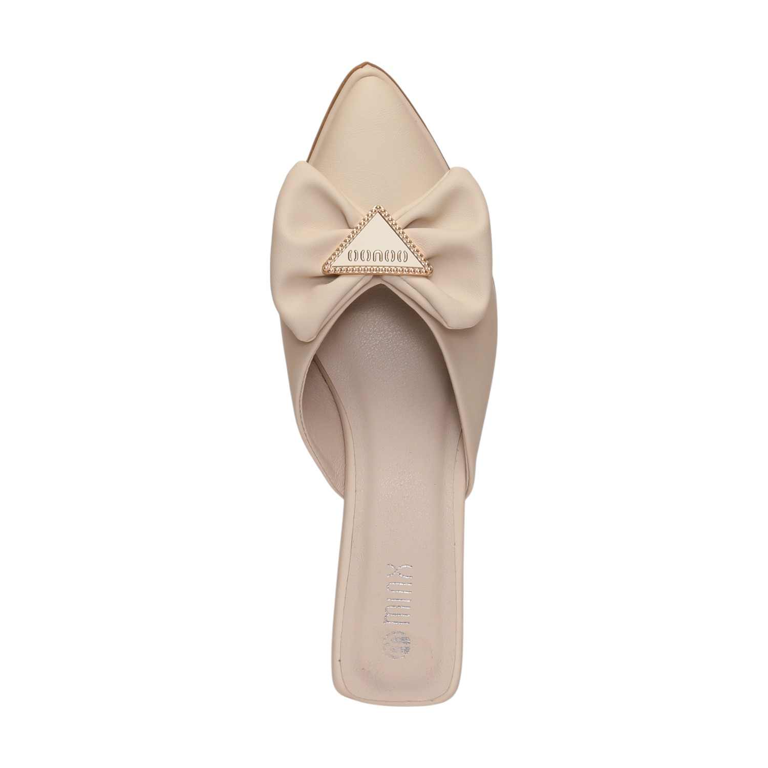 Women Elegant Bow Heel Mules Cream
