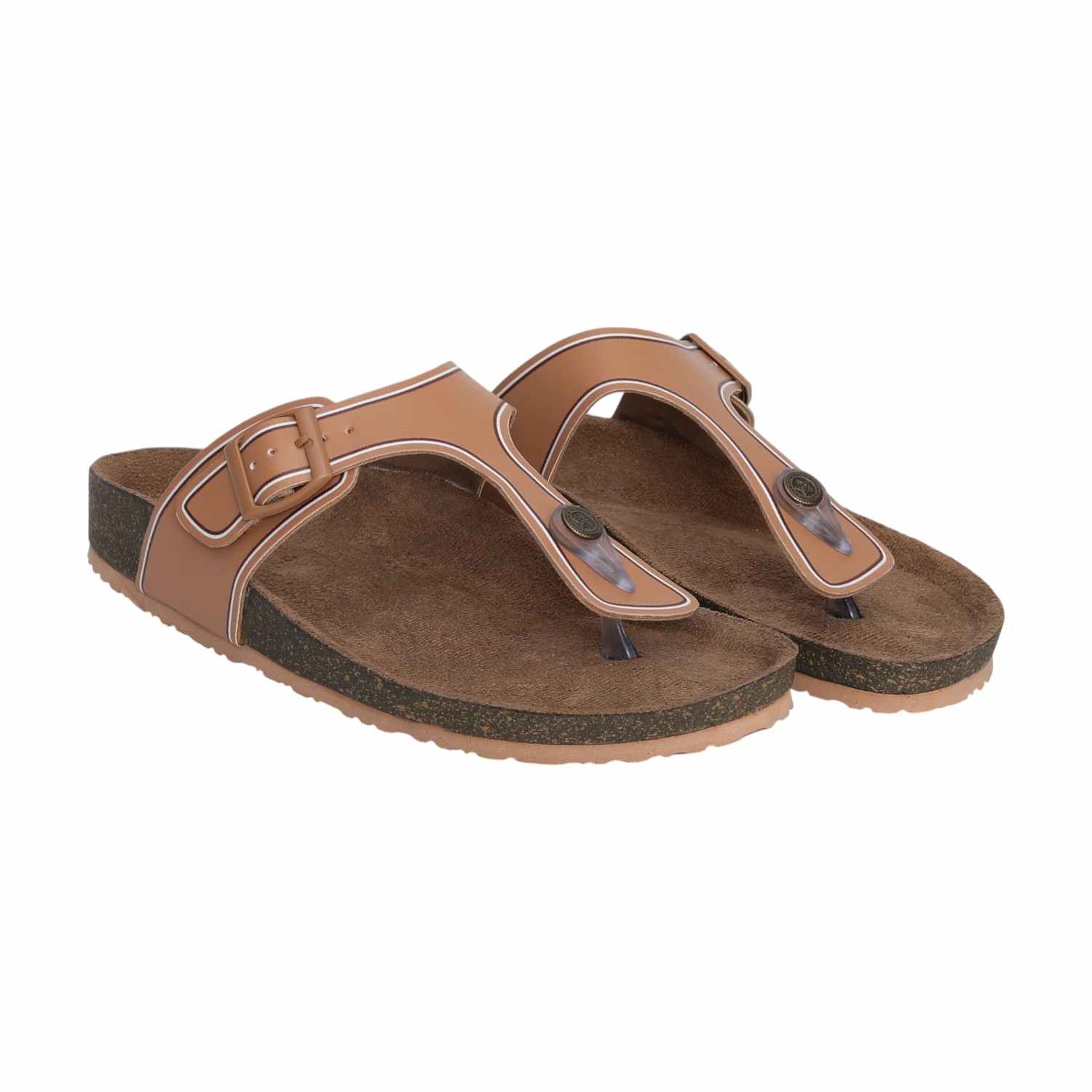 Textured Tan Footbed Sandals for Women