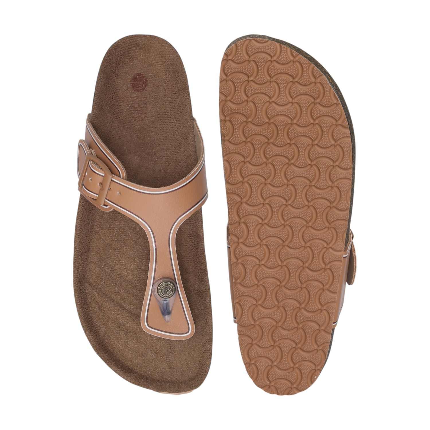 Textured Tan Footbed Sandals for Women