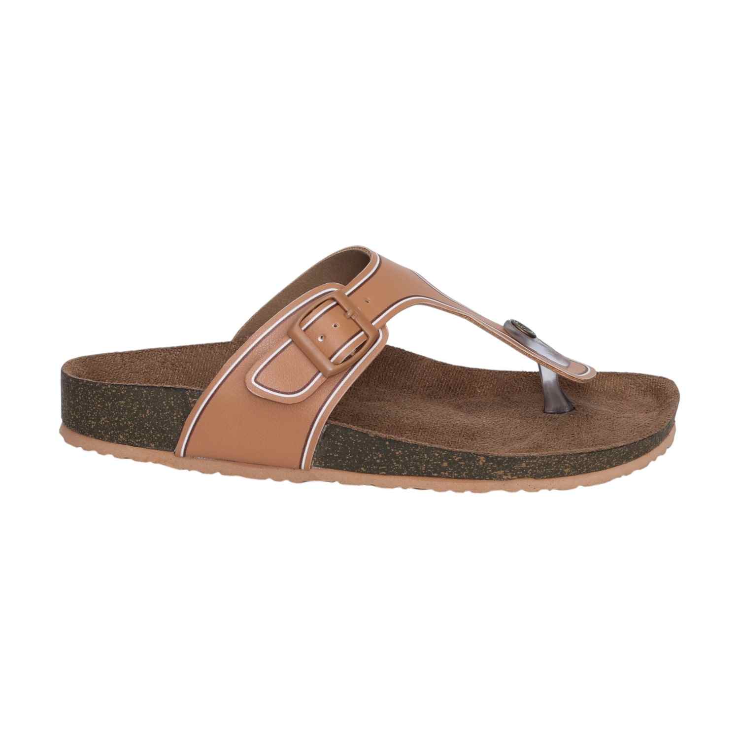 Textured Tan Footbed Sandals for Women