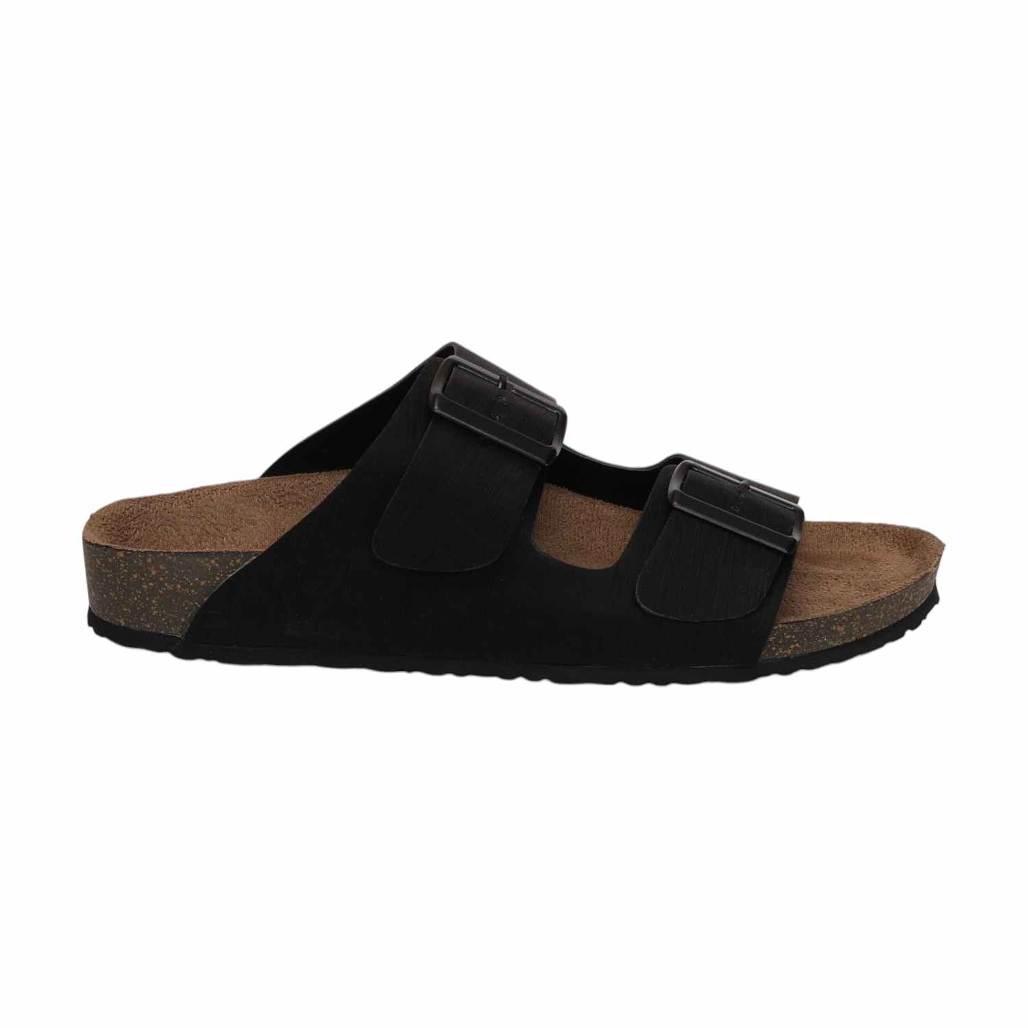 Women Black Casual Comfort Double-Strap Buckle Sandals