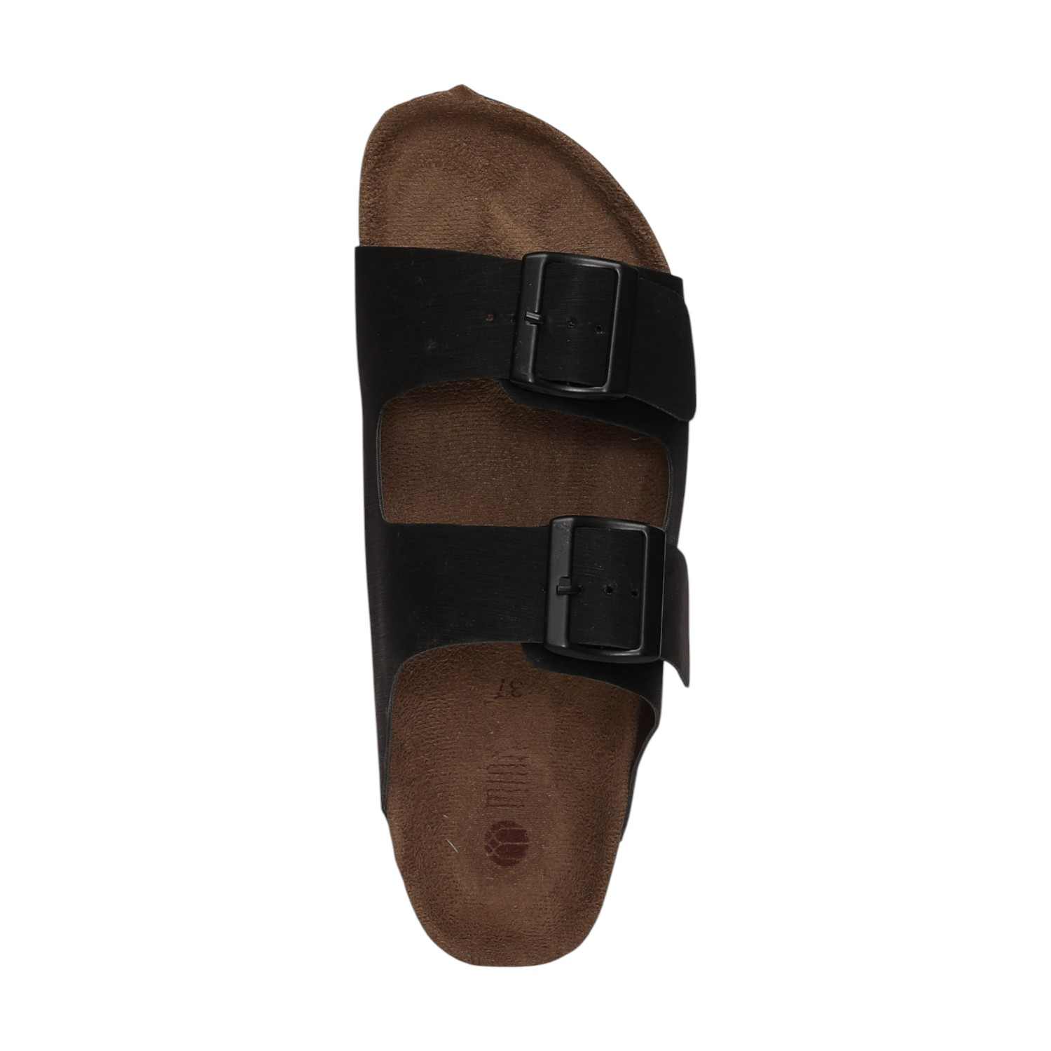 Women Black Casual Comfort Double-Strap Buckle Sandals