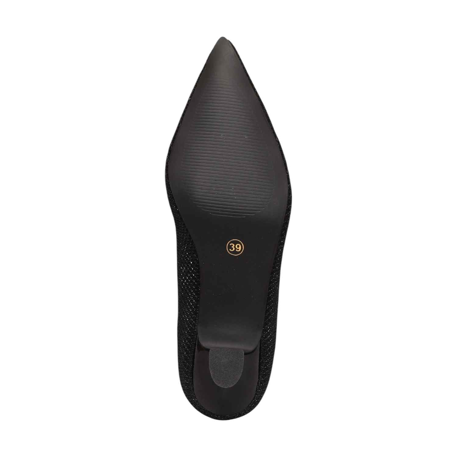 Women Black Glitter Kitten Heel Pumps