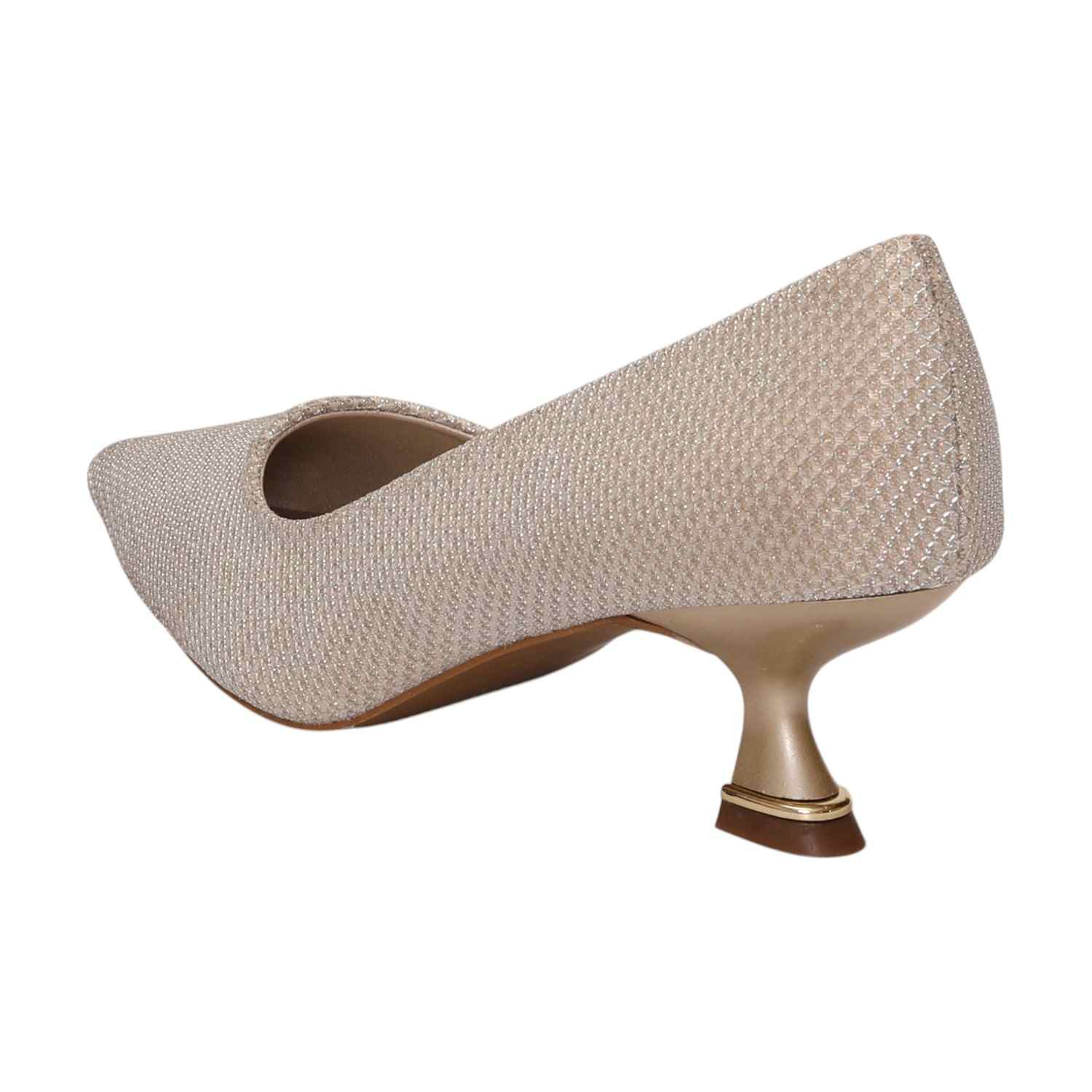 Women Gold Glitter Kitten Heel Pumps