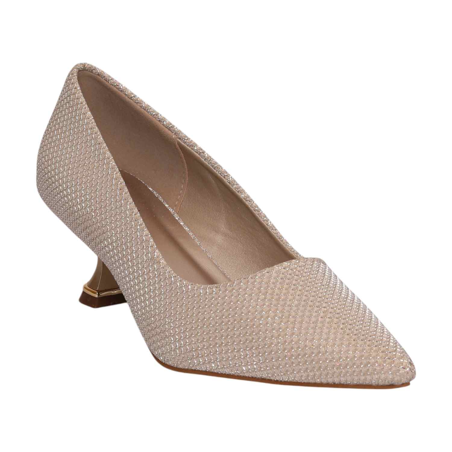 Women Gold Glitter Kitten Heel Pumps