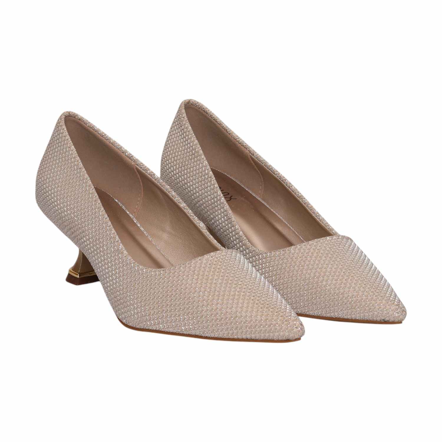 Women Gold Glitter Kitten Heel Pumps