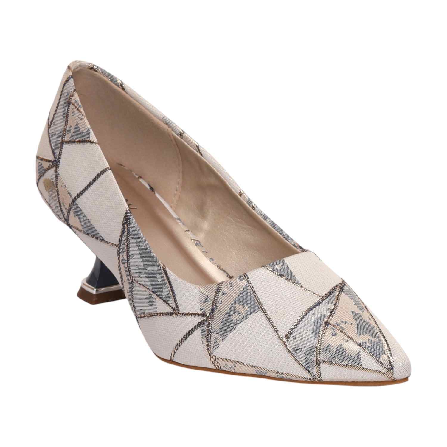 Women Grey Kitten Heel Pumps