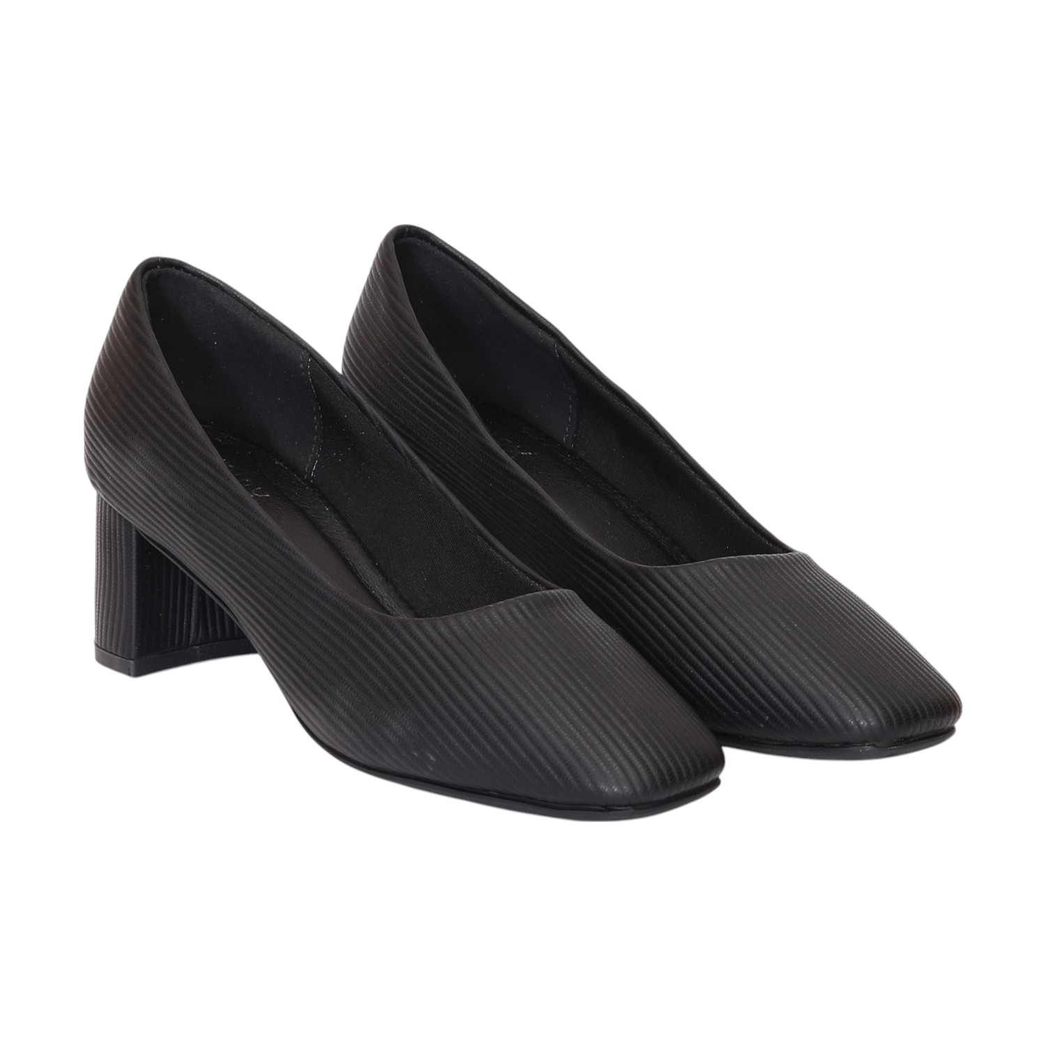 Women Black Elegant Block Heel Pumps