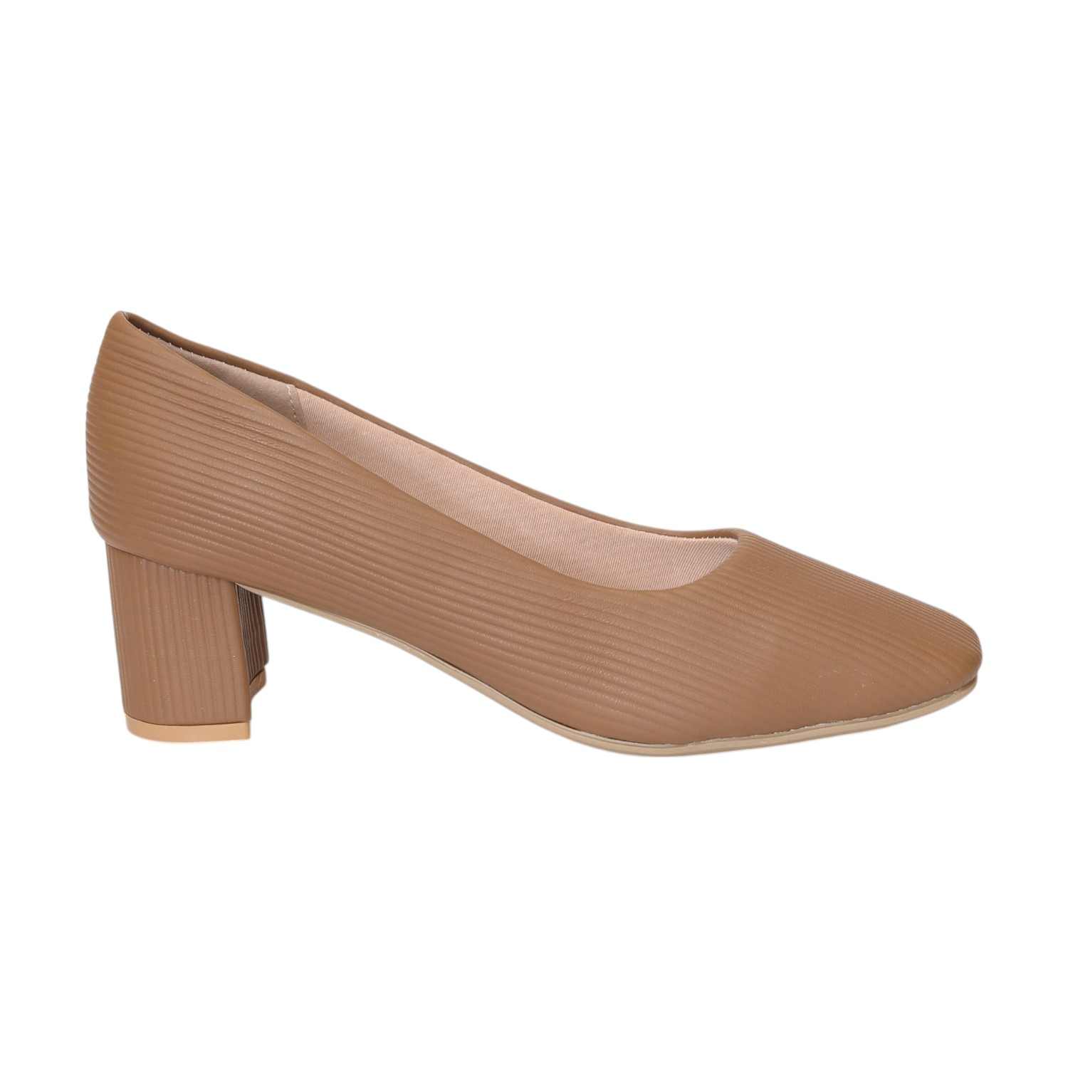 Women Khaki Elegant Block Heel Pumps