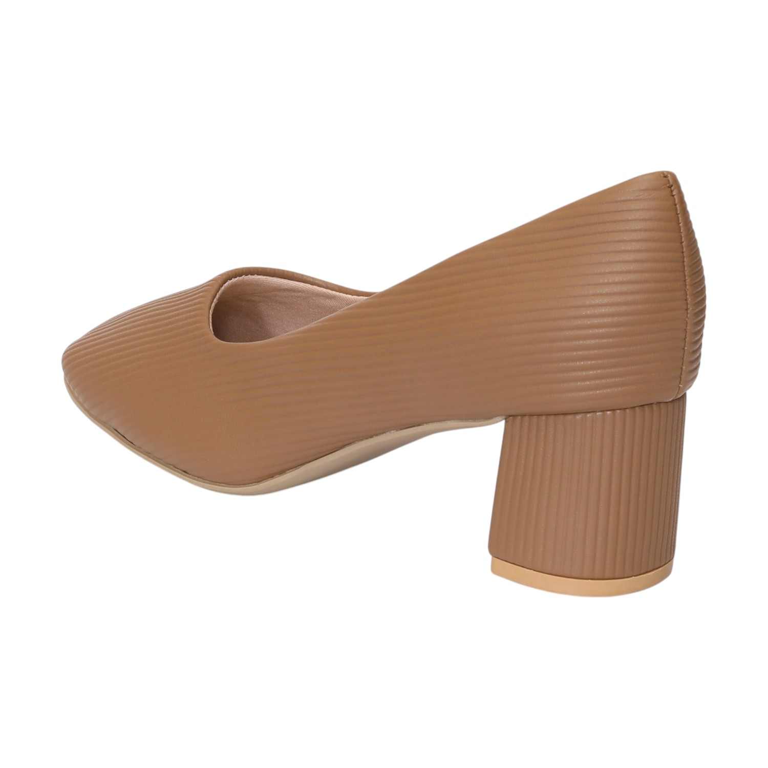 Women Khaki Elegant Block Heel Pumps