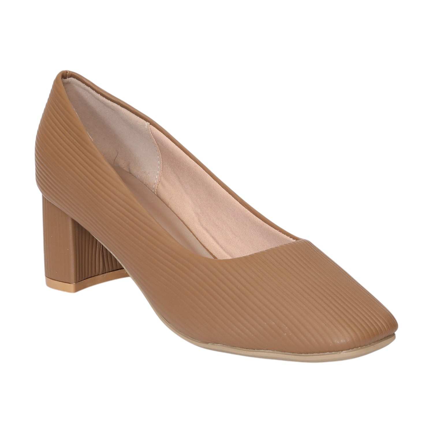 Women Khaki Elegant Block Heel Pumps