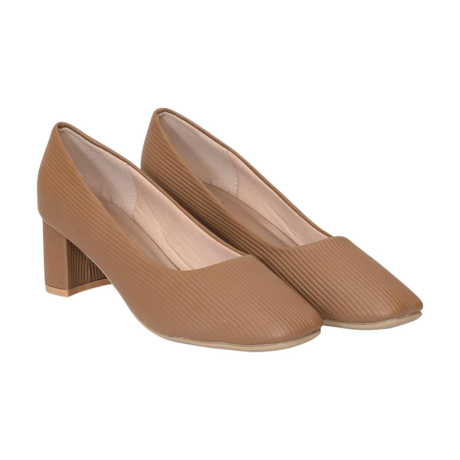 Women Khaki Elegant Block Heel Pumps