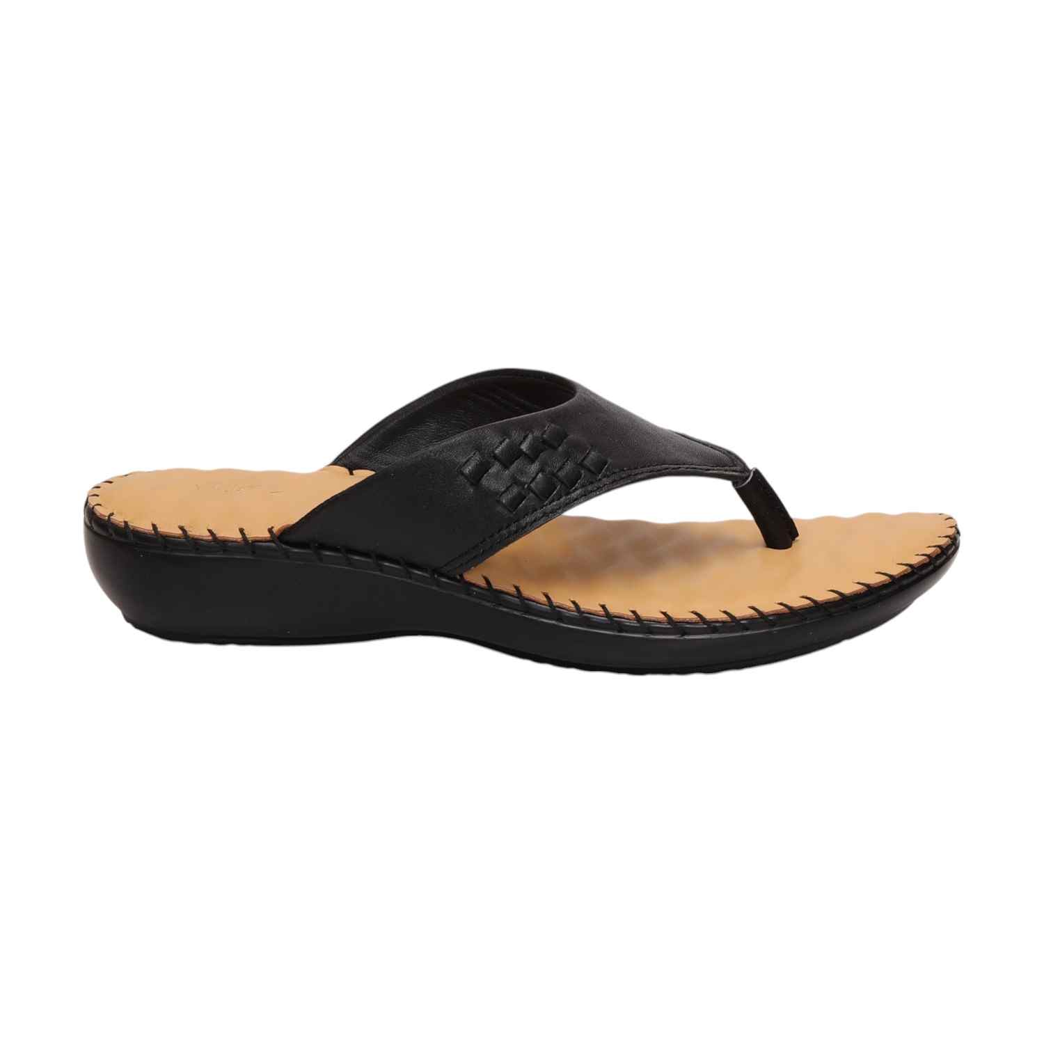 Women Black Chappal/Thong Fashion Flat