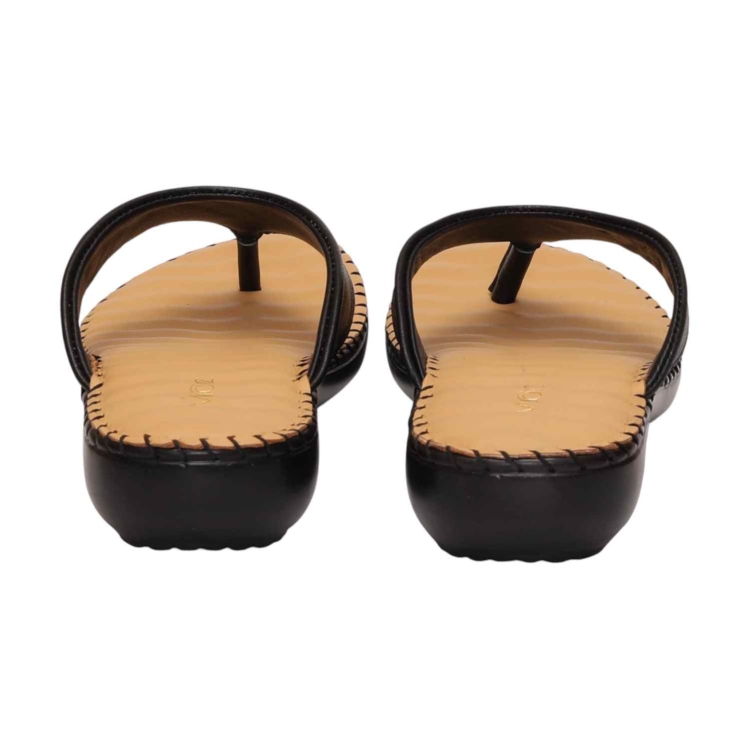 Women Black Chappal/Thong Fashion Flat